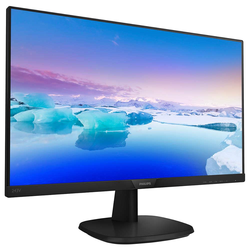 23.8 PHILIPS 243V7QDSB/01 IPS 4MS 75MHZ 1XVGA 1XHDMI 1XDVI FHD 1920X1080 FLICKER-FREE DUSUK MAVI ISIK VESA SIYAH