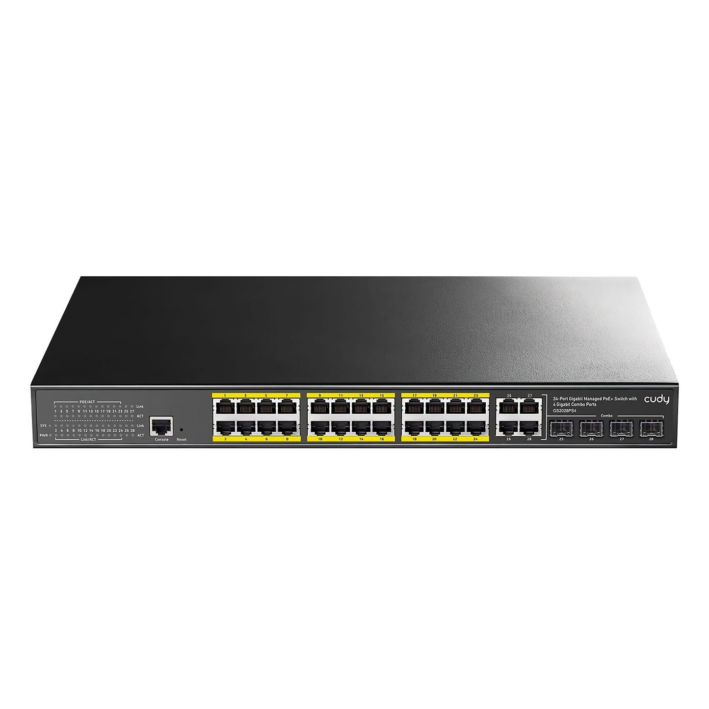 Cudy GS2028PS4 4Combo,1Konson,24 Port Gigabit 400W PoE Yönetilebilir Metal Rack Mount Switch