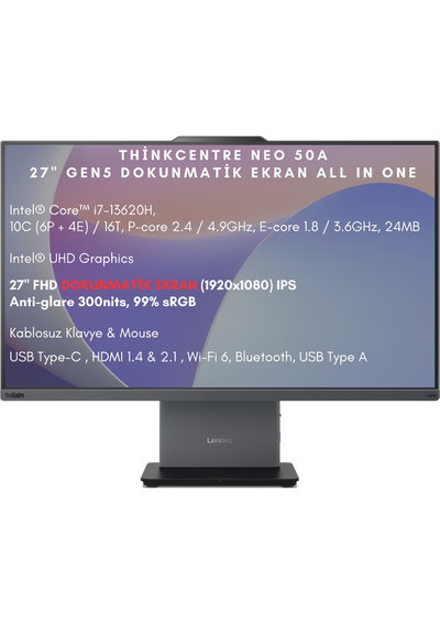 Lenovo // Neo 50a Thinkcentre 12saa05atr I7-13620h 16gb 512ssd 27 Dos Aio