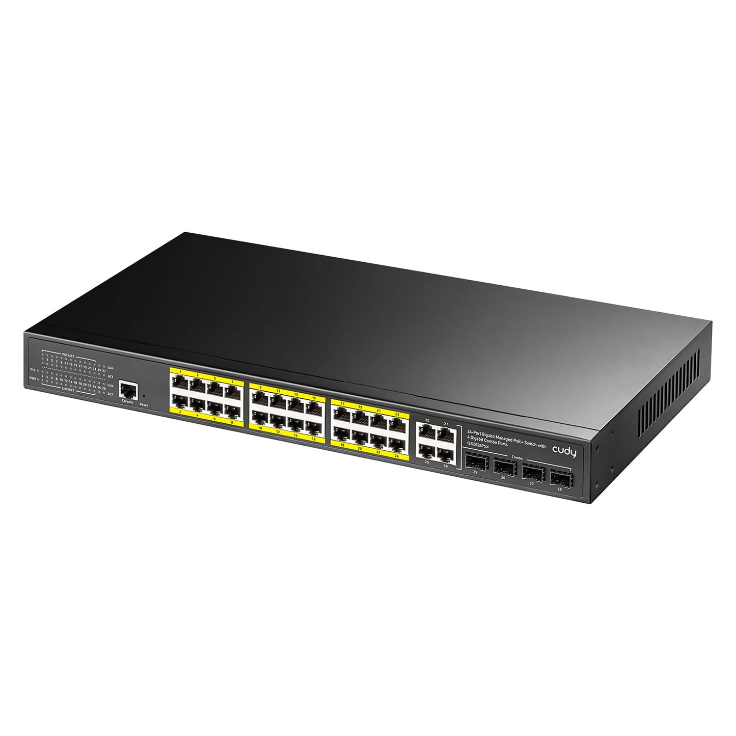 Cudy GS2028PS4 4Combo,1Konson,24 Port Gigabit 400W PoE Yönetilebilir Metal Rack Mount Switch