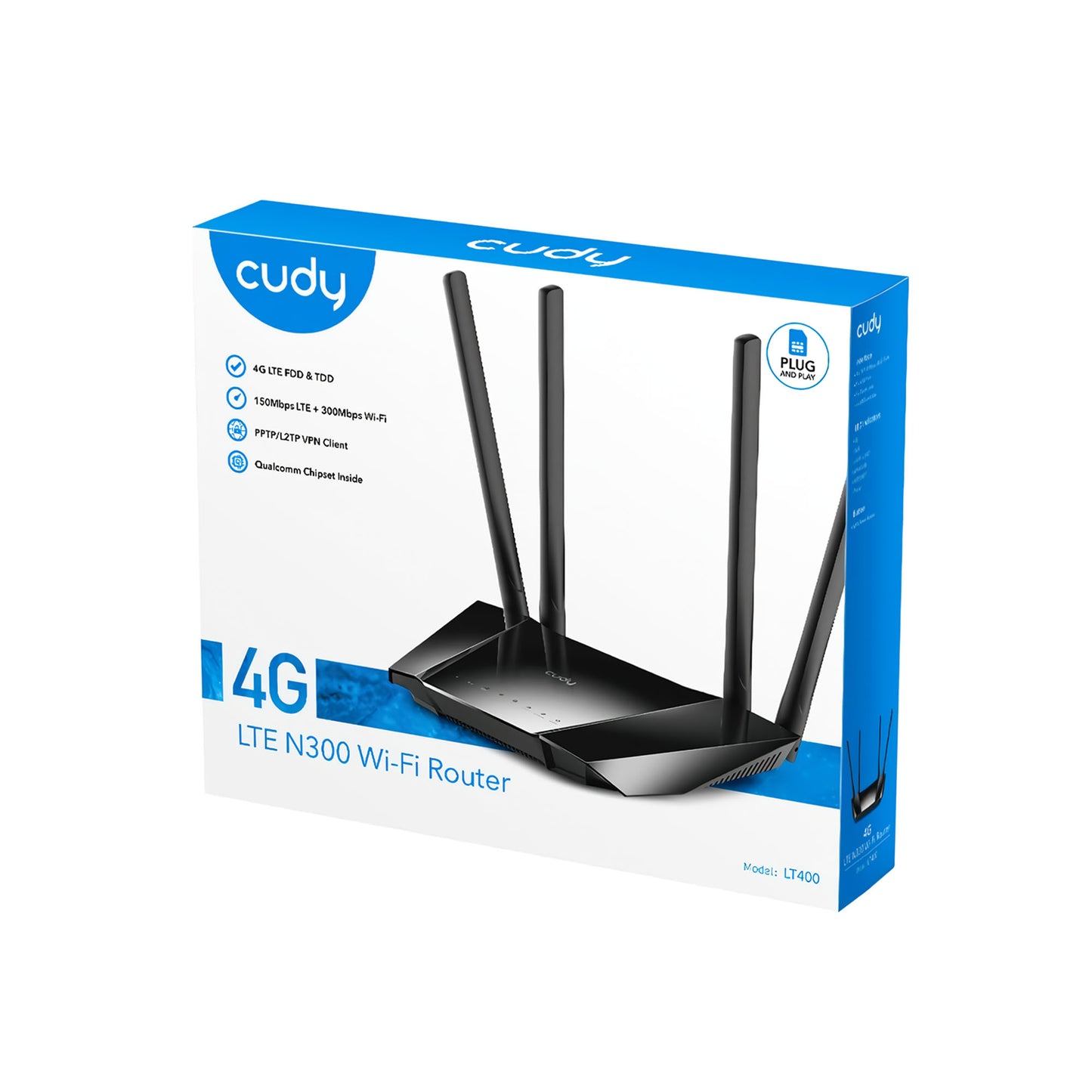 Cudy LT400 2,4GHz 300Mbps, 5GHz 867Mbps, 4 Ports 4G LTE Nano SIM Destekli DDNS Mobile Router
