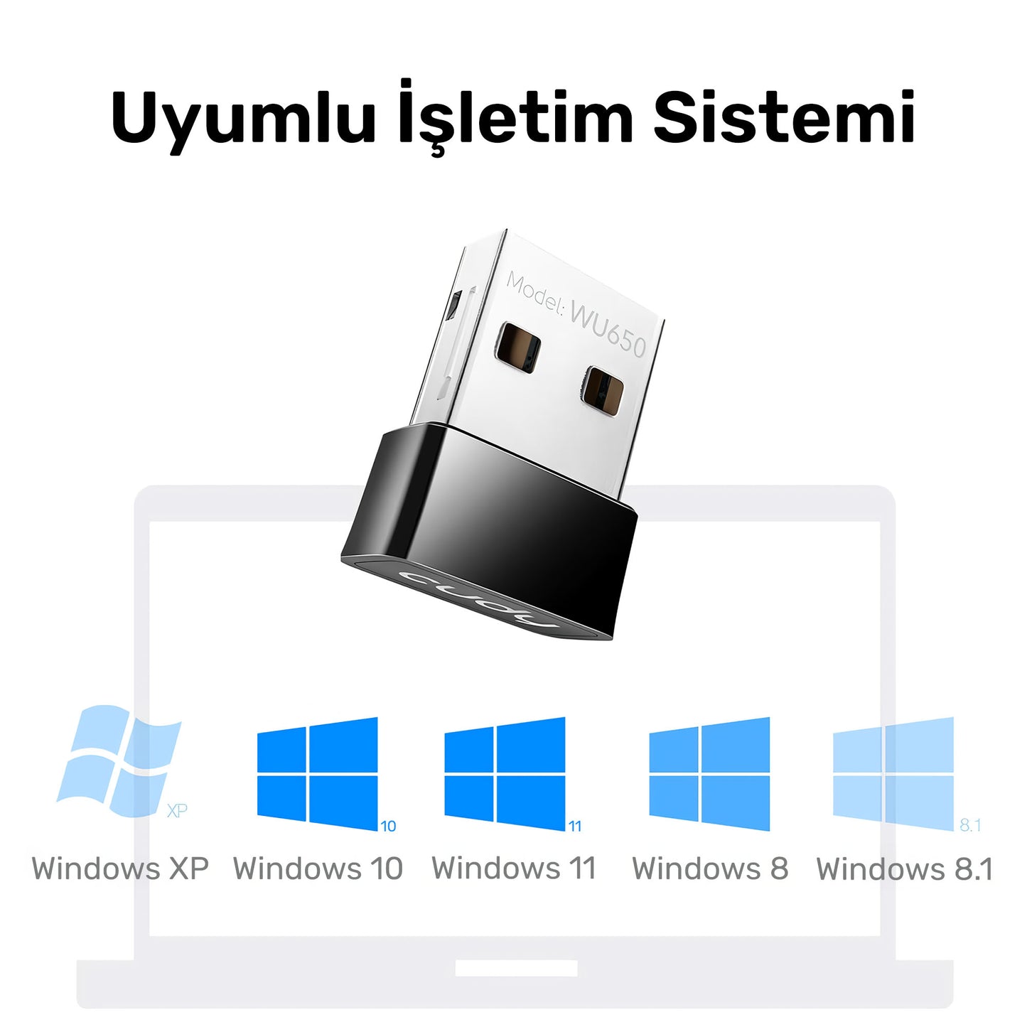 Cudy WU650 5GHz 433Mbps, 2.4GHz 200Mbps Wi-Fi Mini USB Adaptör(AC1200 Serisi)