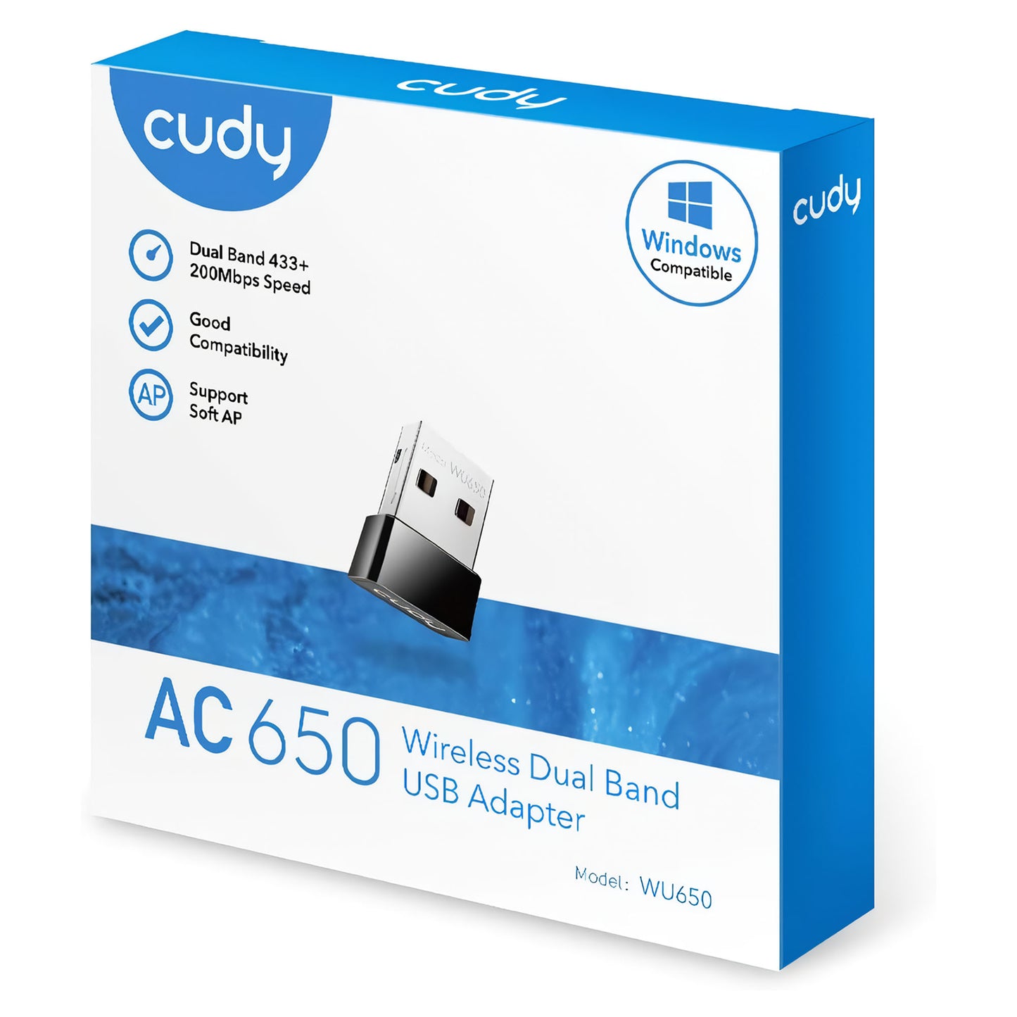 Cudy WU650 5GHz 433Mbps, 2.4GHz 200Mbps Wi-Fi Mini USB Adaptör(AC1200 Serisi)