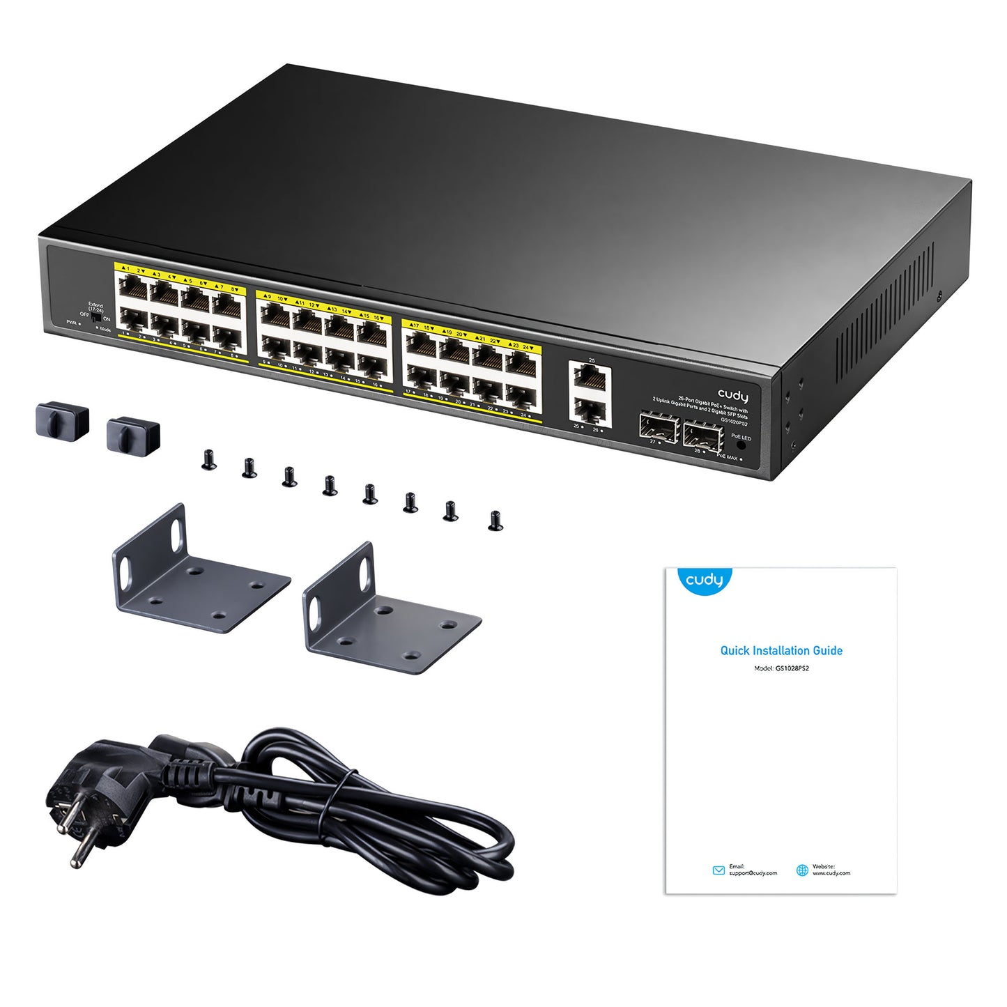 Cudy GS1026PS2 2Port Gigabit 24Port Gigabit PoE 10/100Mbps 300W Metal Kasa Switch