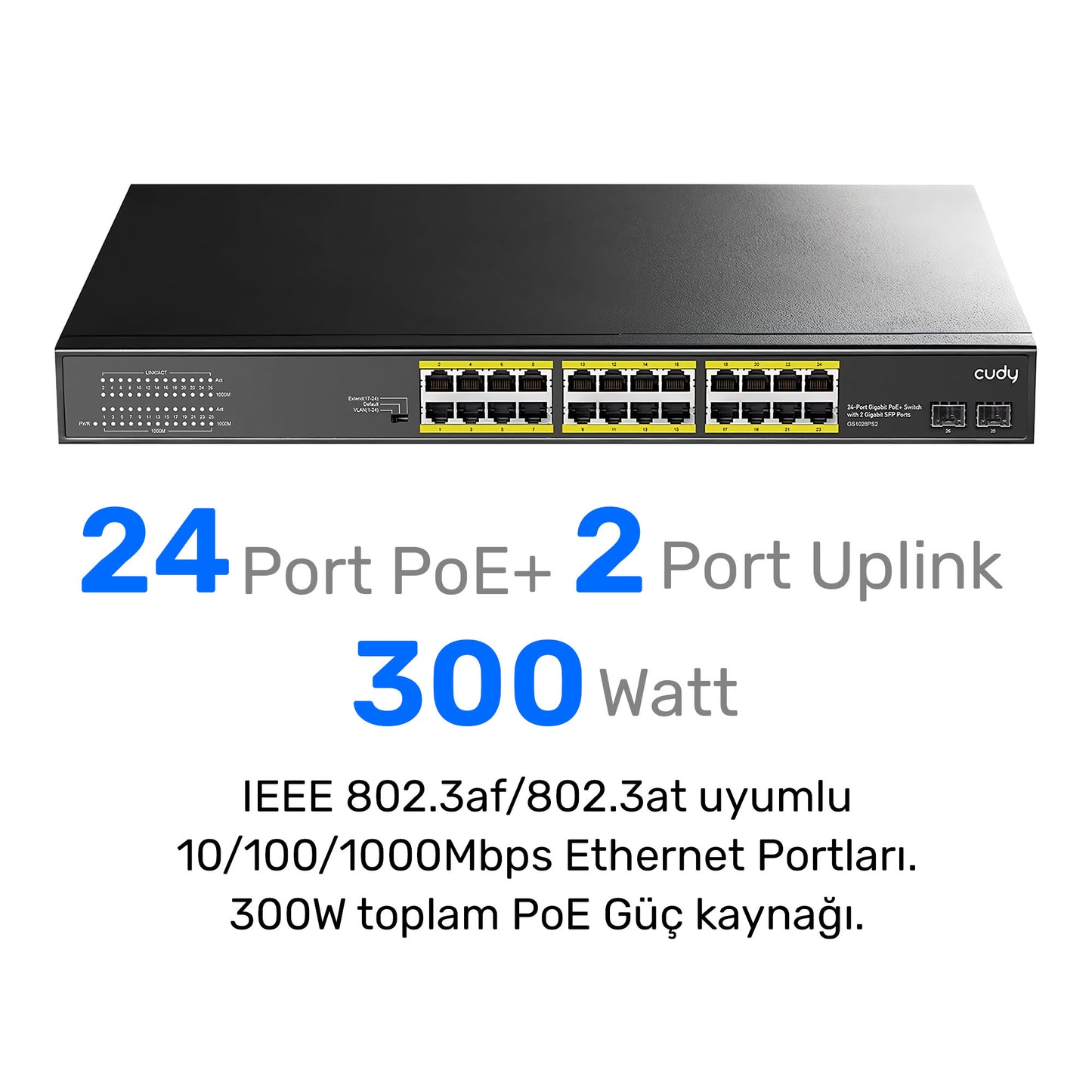 Cudy GS1028PS2 2 Port SFP, VLAN, CCTV, 24 Port Gigabit 300W PoE+ Metal Switch