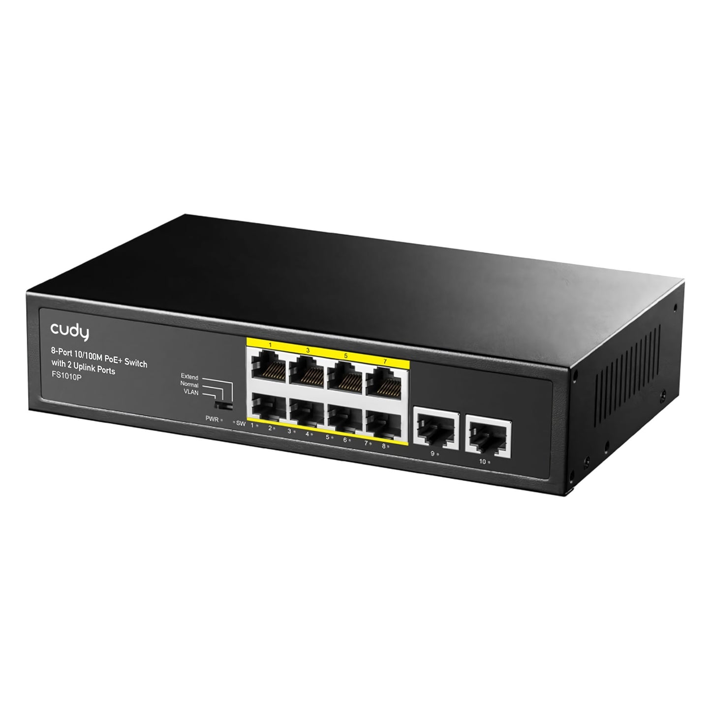 Cudy FS1010P 8 Port 10/100Mbps 120W PoE+, 2 Uplink Portlu VLAN CCTV Rack Mount Metal Switch