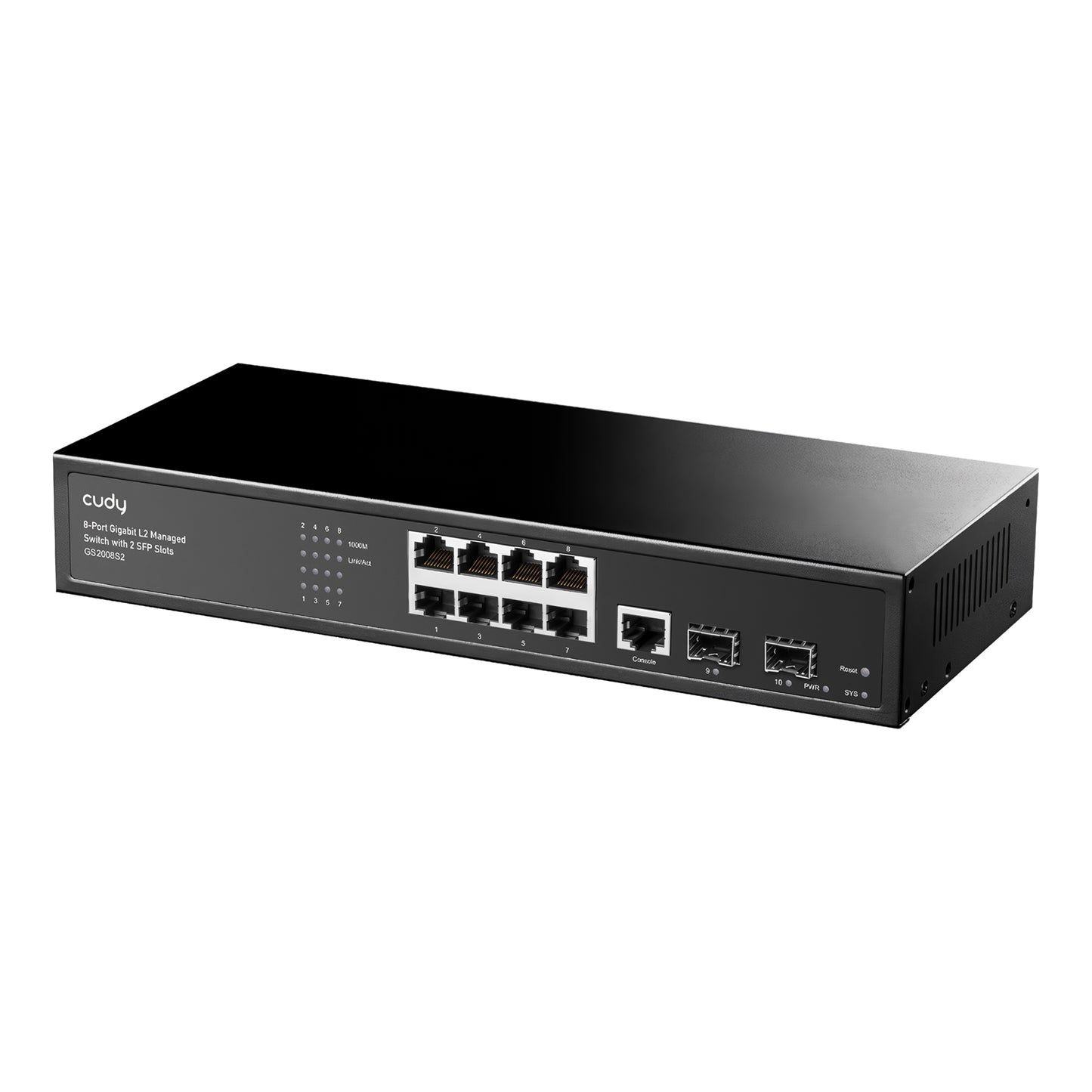 Cudy GS2008S2 2 Port Gigabit SFP, 1 Port Consol, 8 Port L2 Yönetilebilir Gigabit Metal Switch