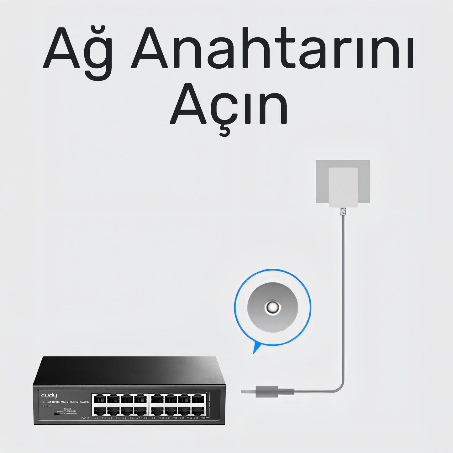 Cudy FS1016 16Port 10/100Mbps 1,6 Gb/sn Metal Kasa Rackmount Masaüstü Switch