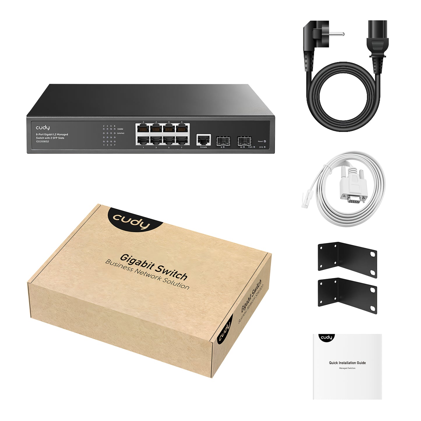 Cudy GS2008S2 2 Port Gigabit SFP, 1 Port Consol, 8 Port L2 Yönetilebilir Gigabit Metal Switch
