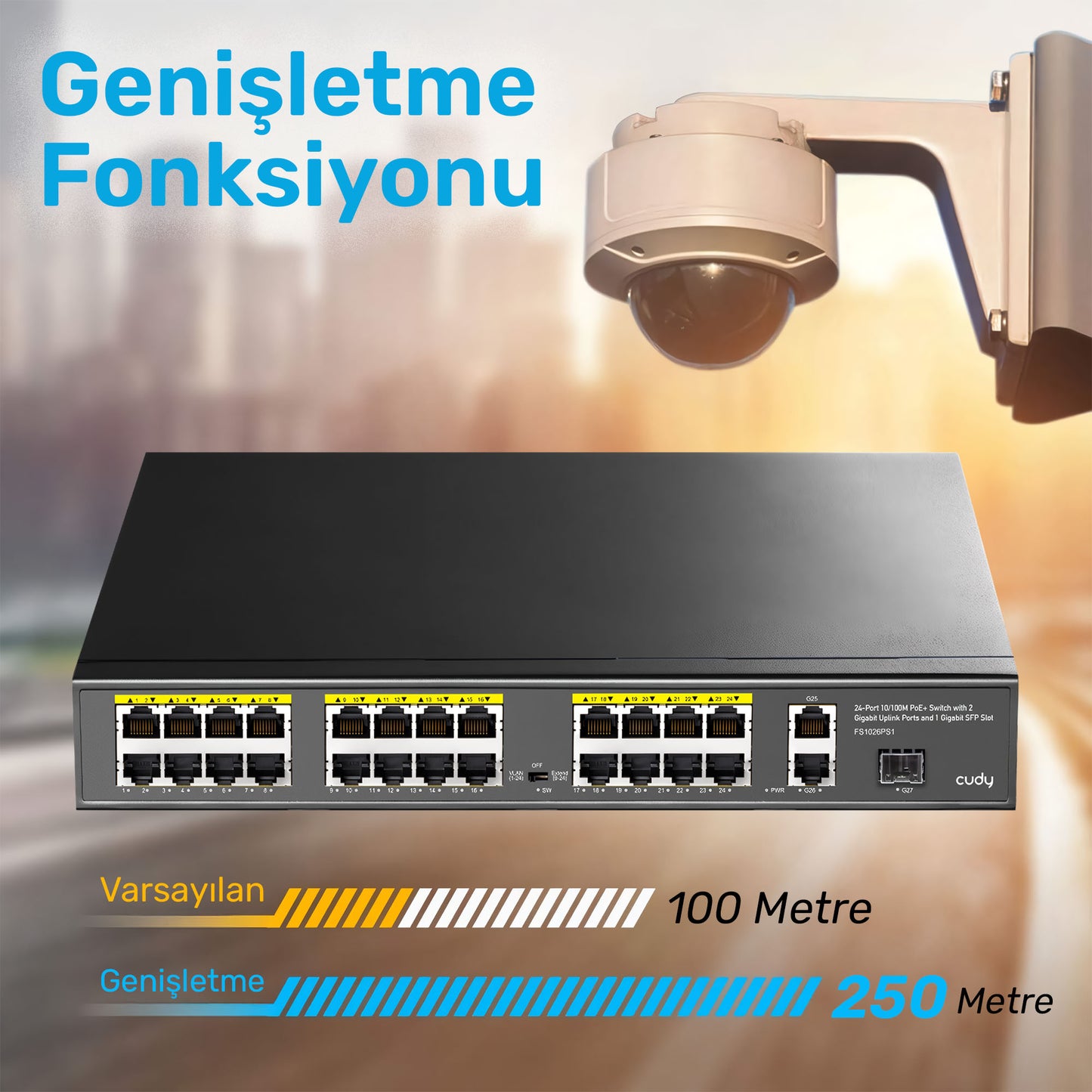 Cudy FS1026PS1 300W PoE+ 24 Port 10/100Mbps+ 2 Port 10/100/1000Mbps Gigabit+1 Port SFP Switch