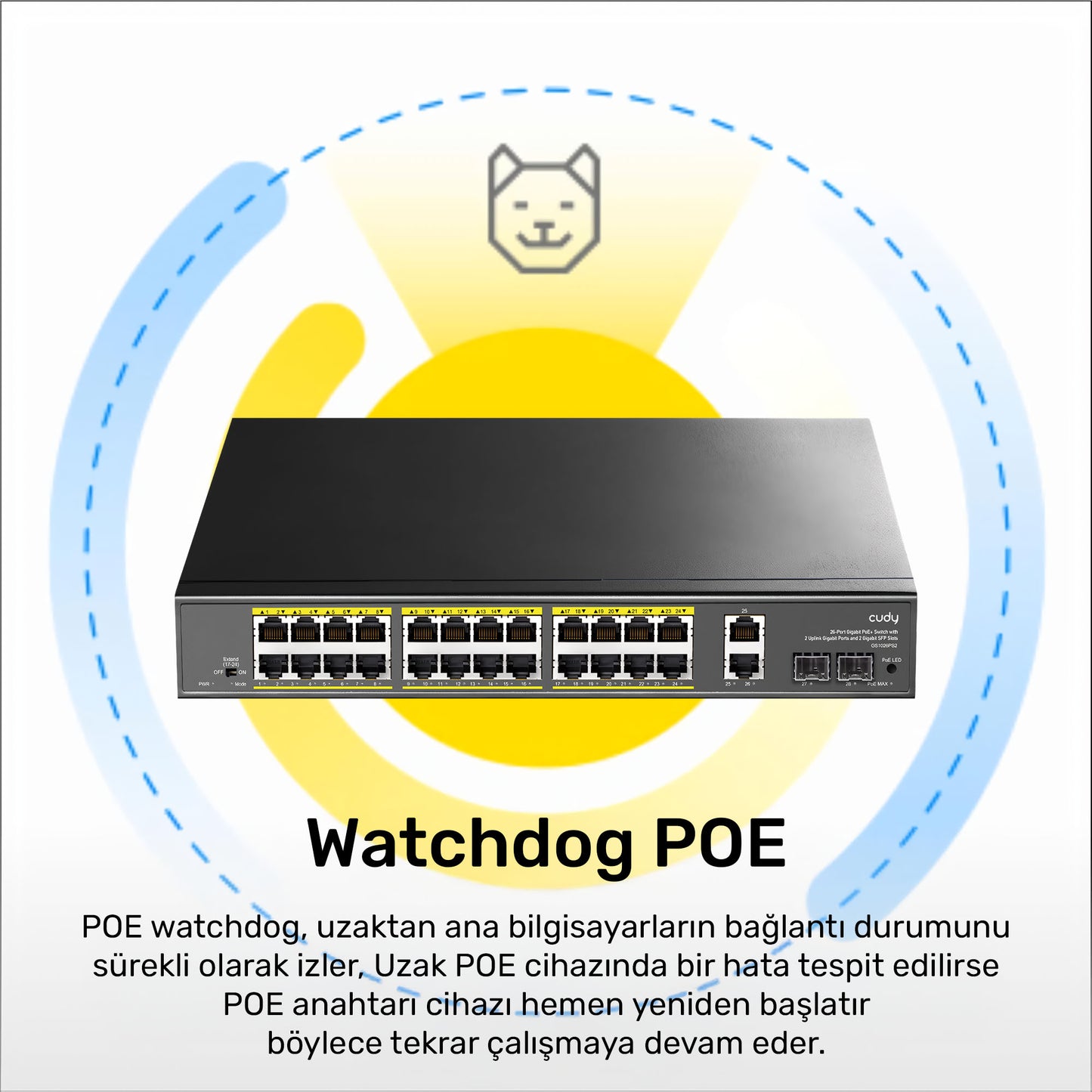 Cudy GS1026PS2 2Port Gigabit 24Port Gigabit PoE 10/100Mbps 300W Metal Kasa Switch