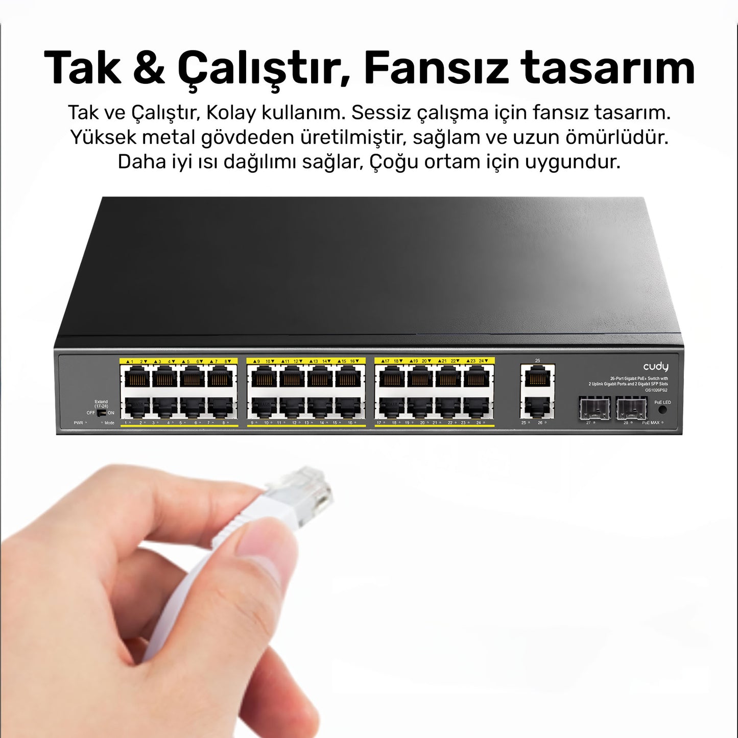 Cudy GS1026PS2 2Port Gigabit 24Port Gigabit PoE 10/100Mbps 300W Metal Kasa Switch