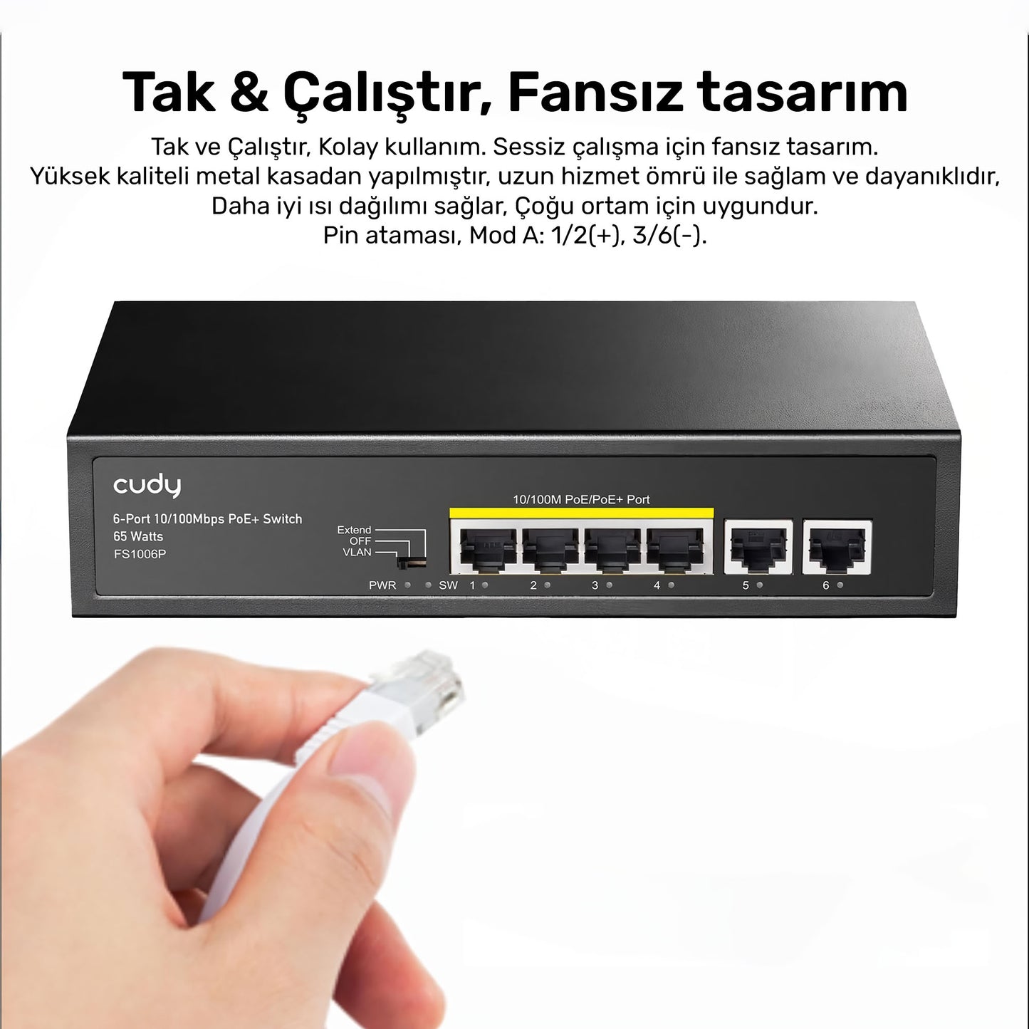 Cudy FS1006P 250m 60W PoE+ 6 Port 10/100Mbps Megabit Metal Switch
