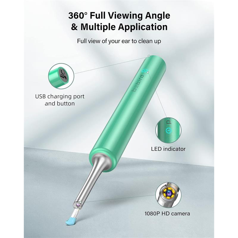 Bebird T5 3mp Kamera 3.5mm Lens Sarjli Wifi Goruntulu Kulak Temizleyici Yesil Renk