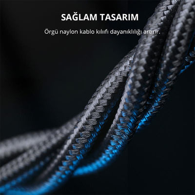 Aukey Cb-ncl1-bk Naylon Orgulu 3a 480mbps Type-c Lightning Kablosu 1.8mt