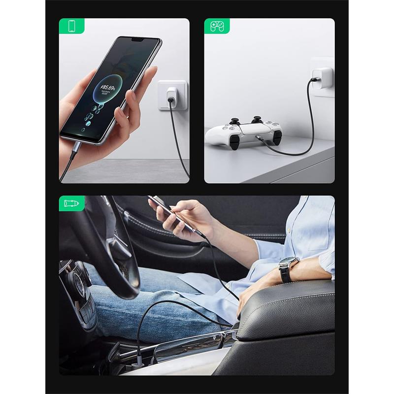 Ugreen Type-c To Usb-a 3a Qc Orgulu Hizli Sarj Kablosu 1 Mt Siyah 60126