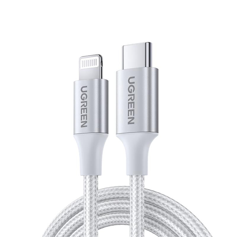 Ugreen Type-c To Lightning 3a Pd Mfi Sertifikali Orgulu Hizli Sarj Kablosu 2 Metre Gumus 70525
