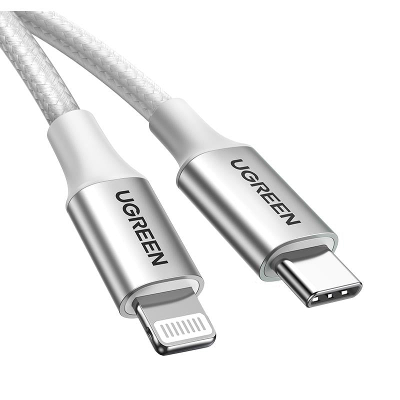 Ugreen Type-c To Lightning 3a Pd Mfi Sertifikali Orgulu Hizli Sarj Kablosu 2 Metre Gumus 70525