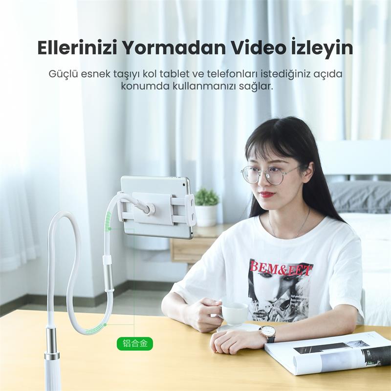 Ugreen Flexible Esnek Yatak Masa Telefon Tutucu Siyah 80906