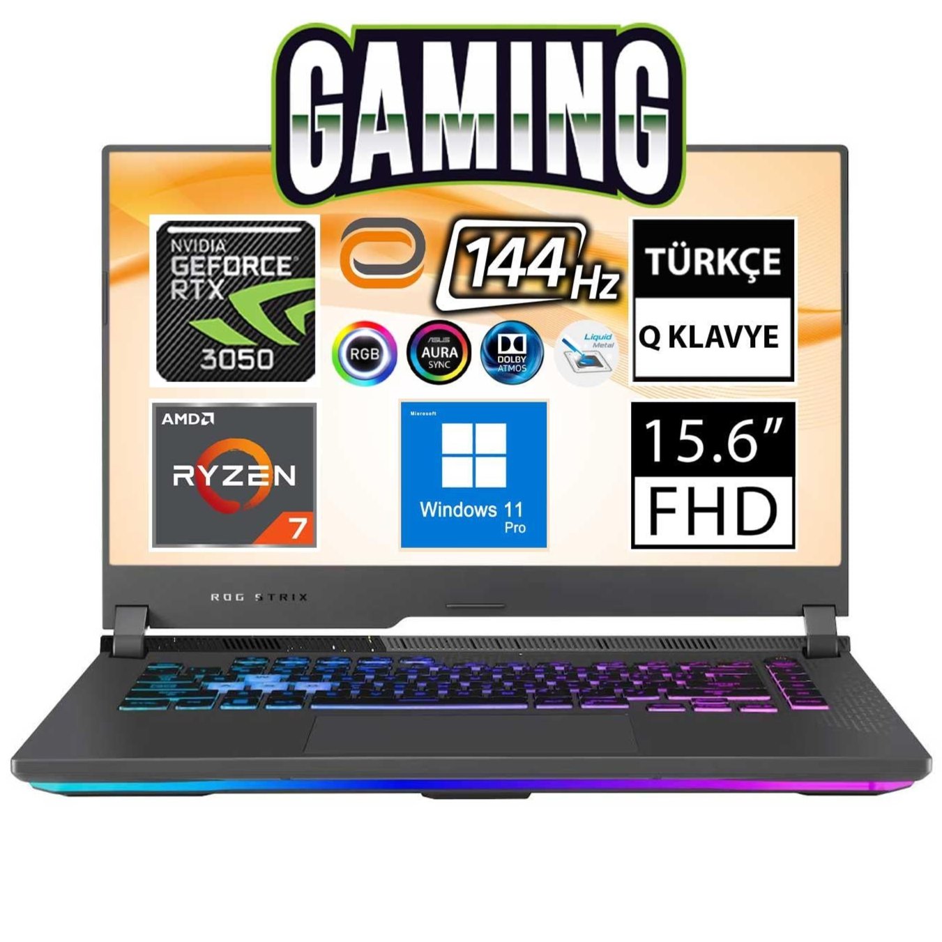 Asus ROG Strix G15 G513RC-HN194 Ryzen7 6800HS RTX3050 15.6" FullHD Taşınabilir Bilgisayar