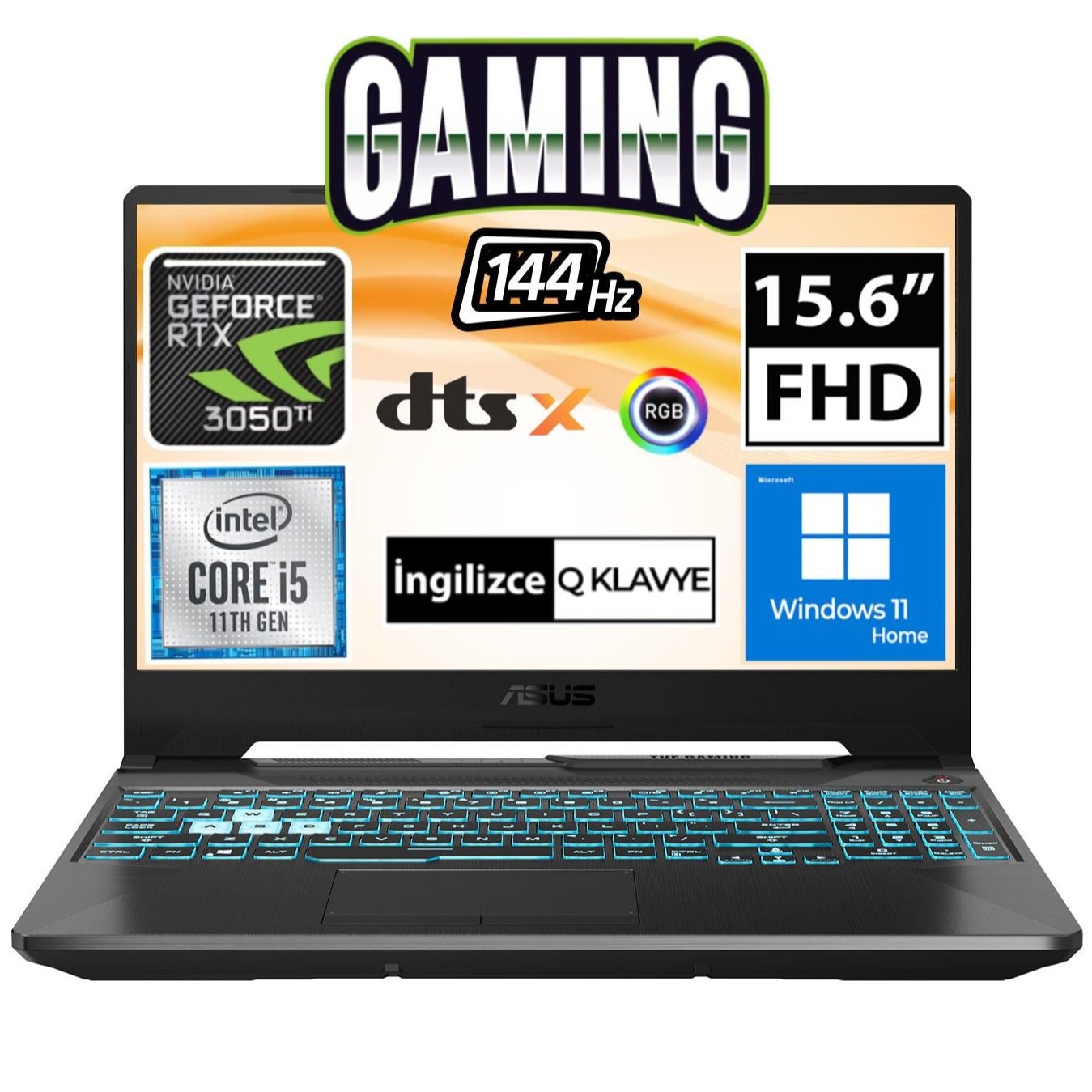 Asus TUF Gaming F15 FX506HEB-RS00TT i5-11400H RTX3050Ti 15.6" FullHD Dizüstü Bilgisayar