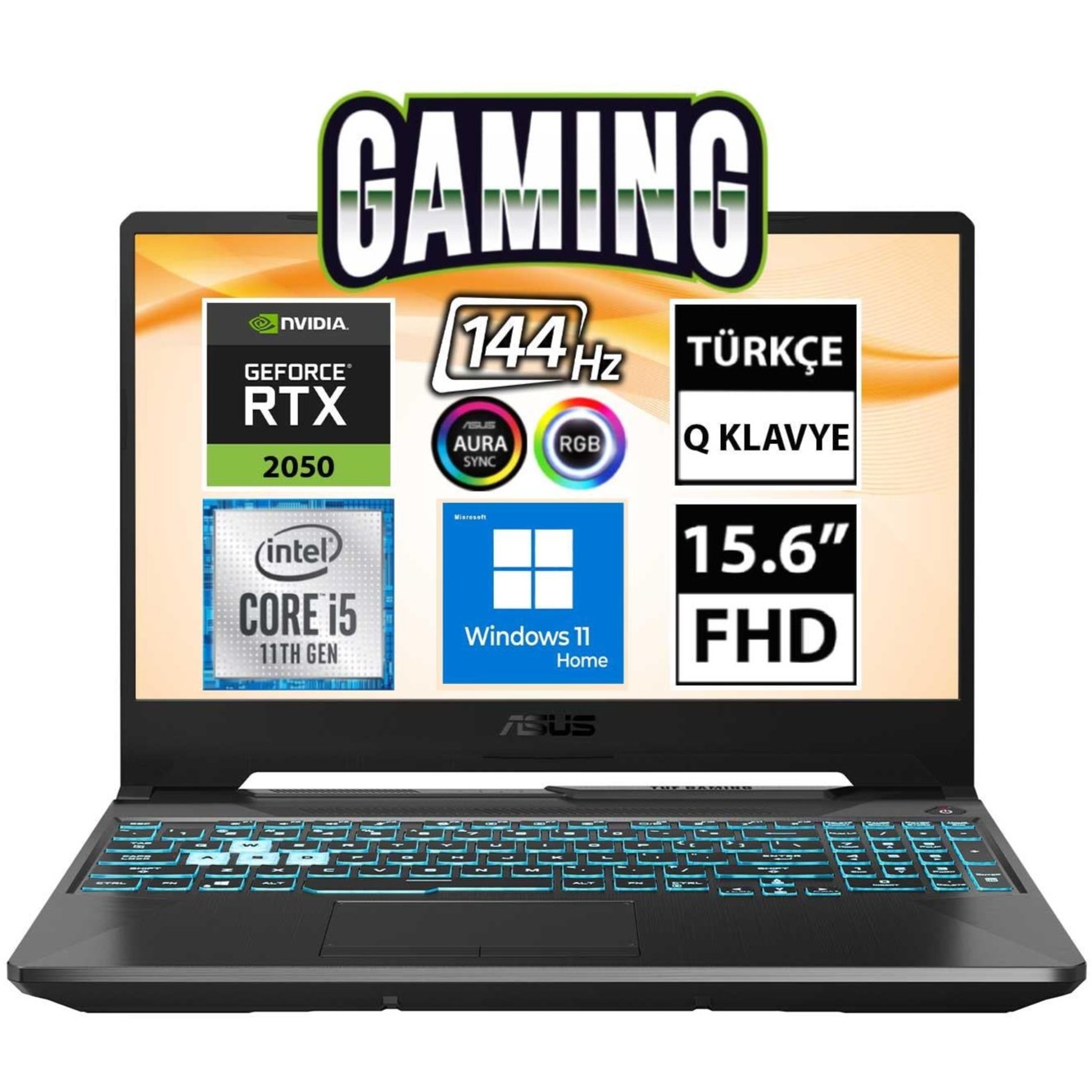 Asus TUF Gaming F15 FX506HF-HN028W i5-11400H RTX2050 15.6" FullHD Taşınabilir Bilgisayar