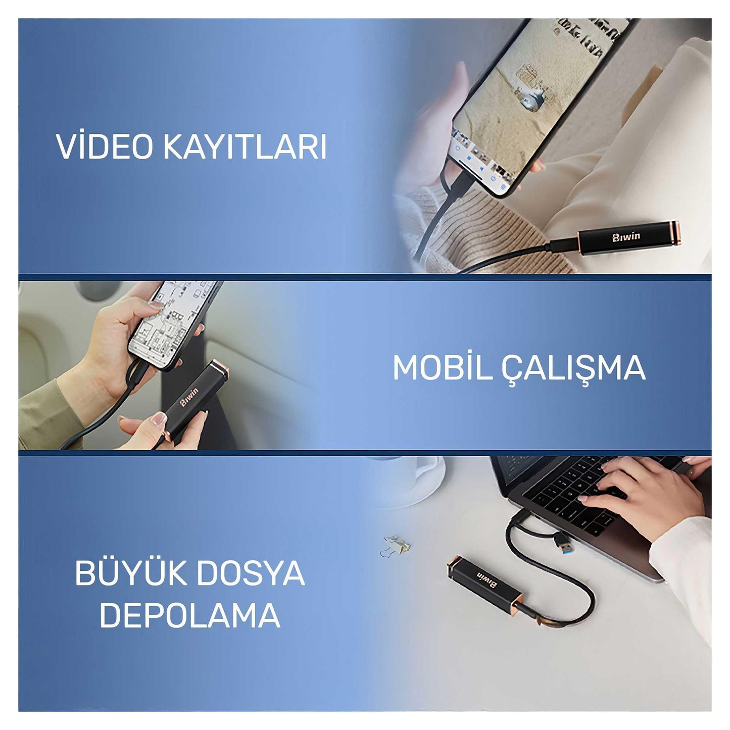 Biwin PD2000 1TB 1800/2050MB/s Gen2x2 Type-C Taşınabilir SSD