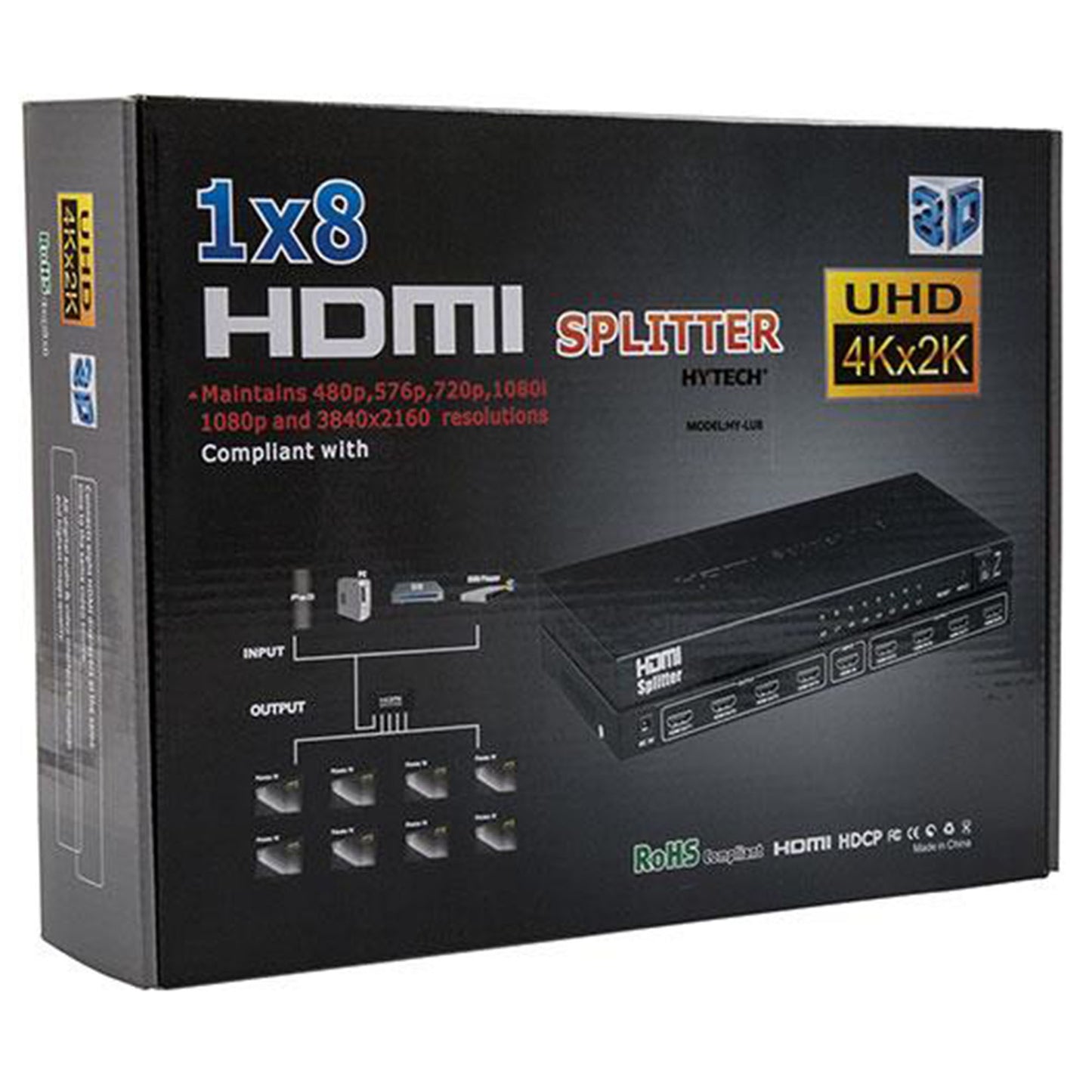 HYTECH HY-LU8 8 Port 4K*2K HDMI Splitter (Çoklayıcı)