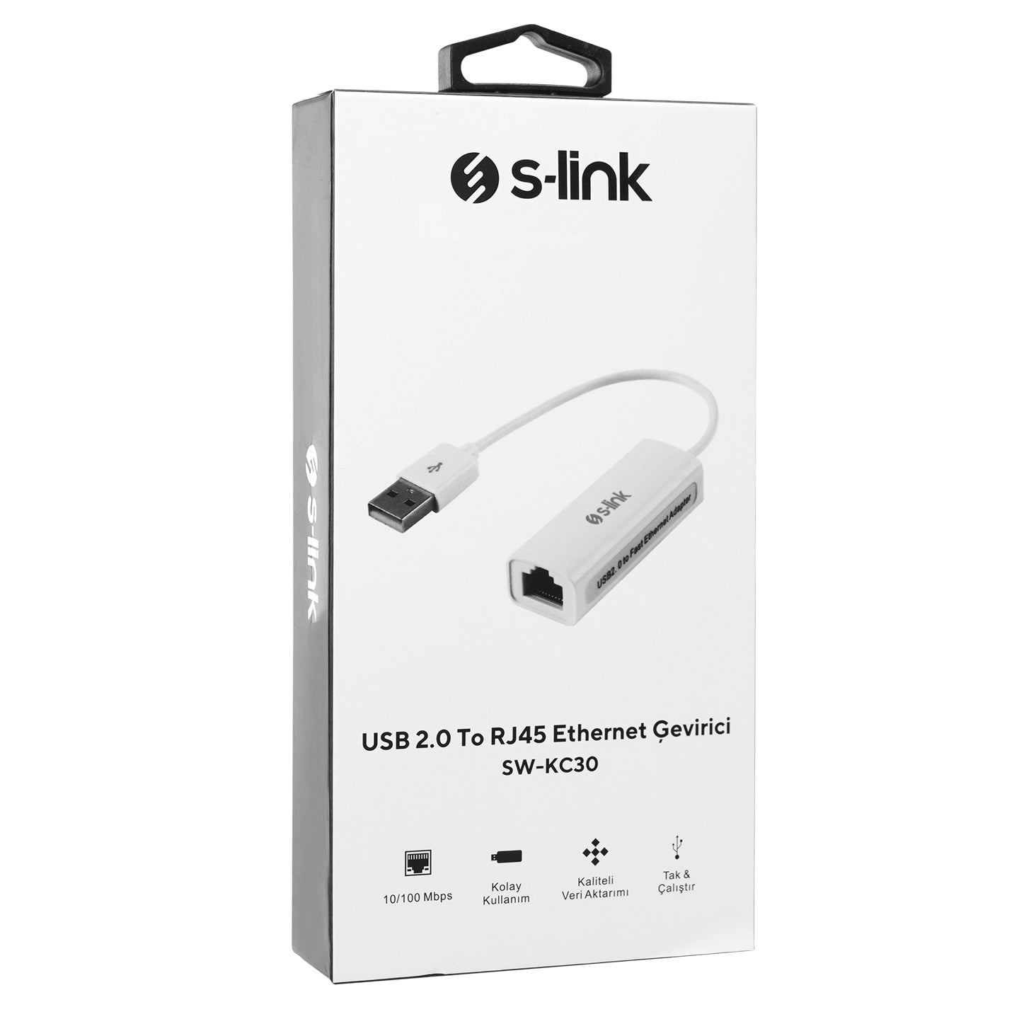 S-LINK SW-KC30 Usb 2.0 To RJ45 Win10 Uyumlu Ethernet Çevirici Adaptör