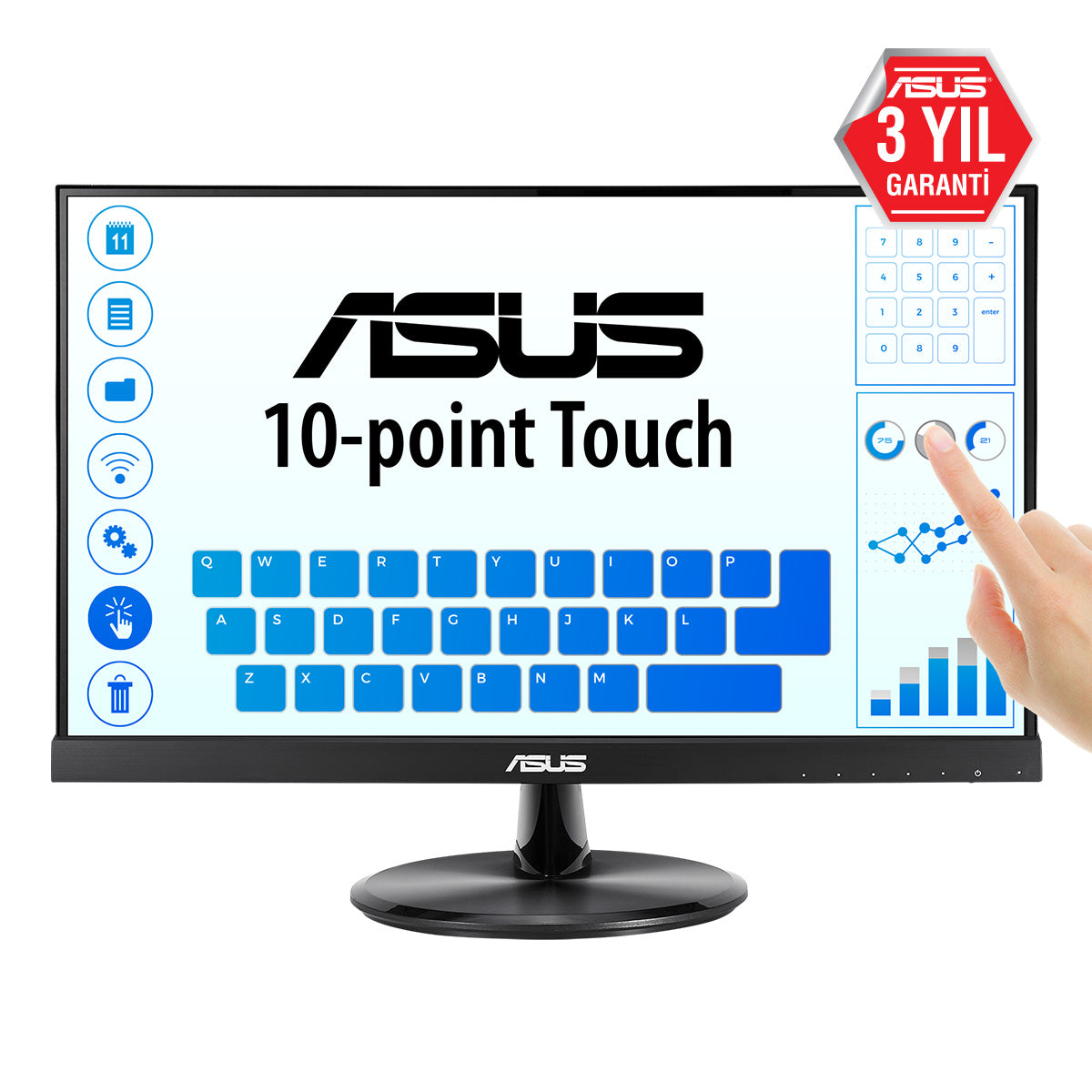 ASUS VT229H 21.5" Dokunmatik 5ms 60Hz 1920x1080 FullHD VGA HDMI Multimedya (Vesa) 10 Parmak Siyah Monitör