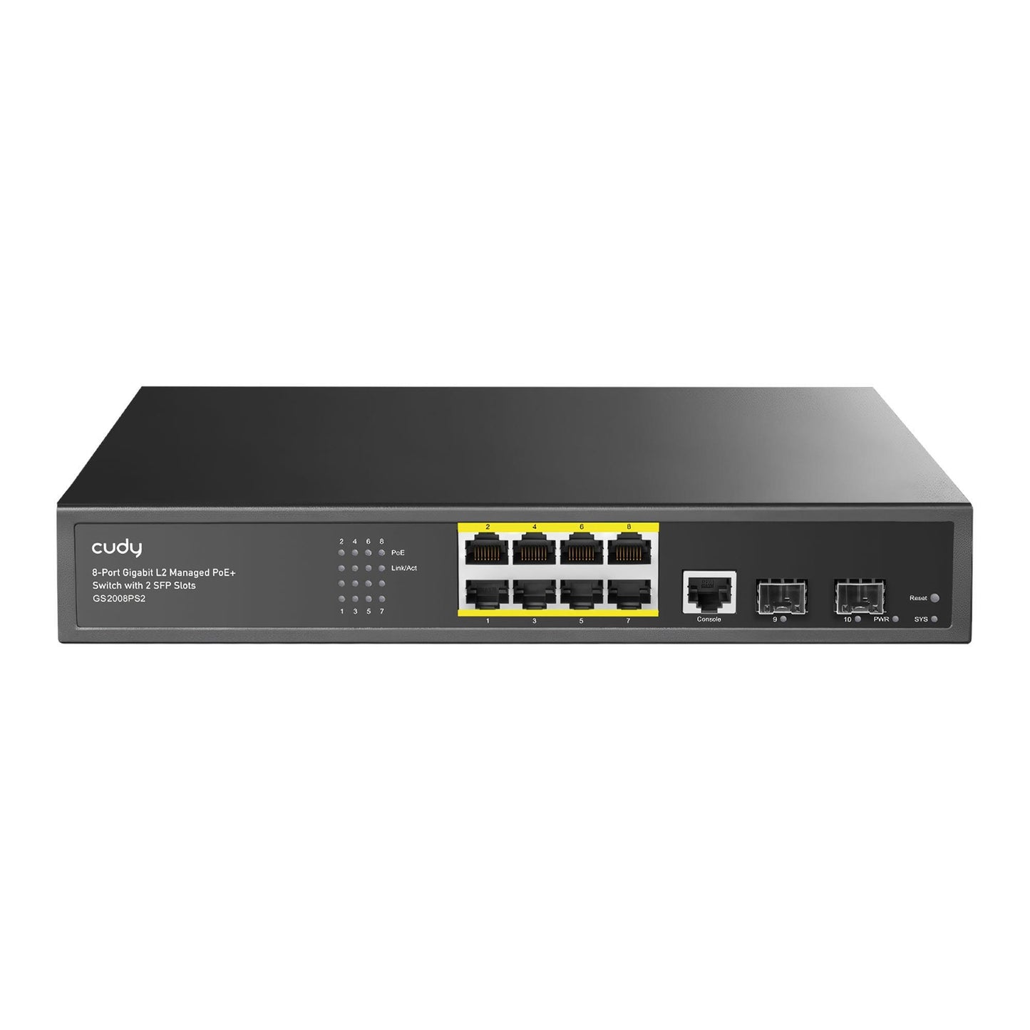 Cudy GS2008PS2 2Port Gigabit SFP, 1Consol, 2Gigabit Combo, 8 Port PoE L2 Yönetilebilir Gigabit Switch
