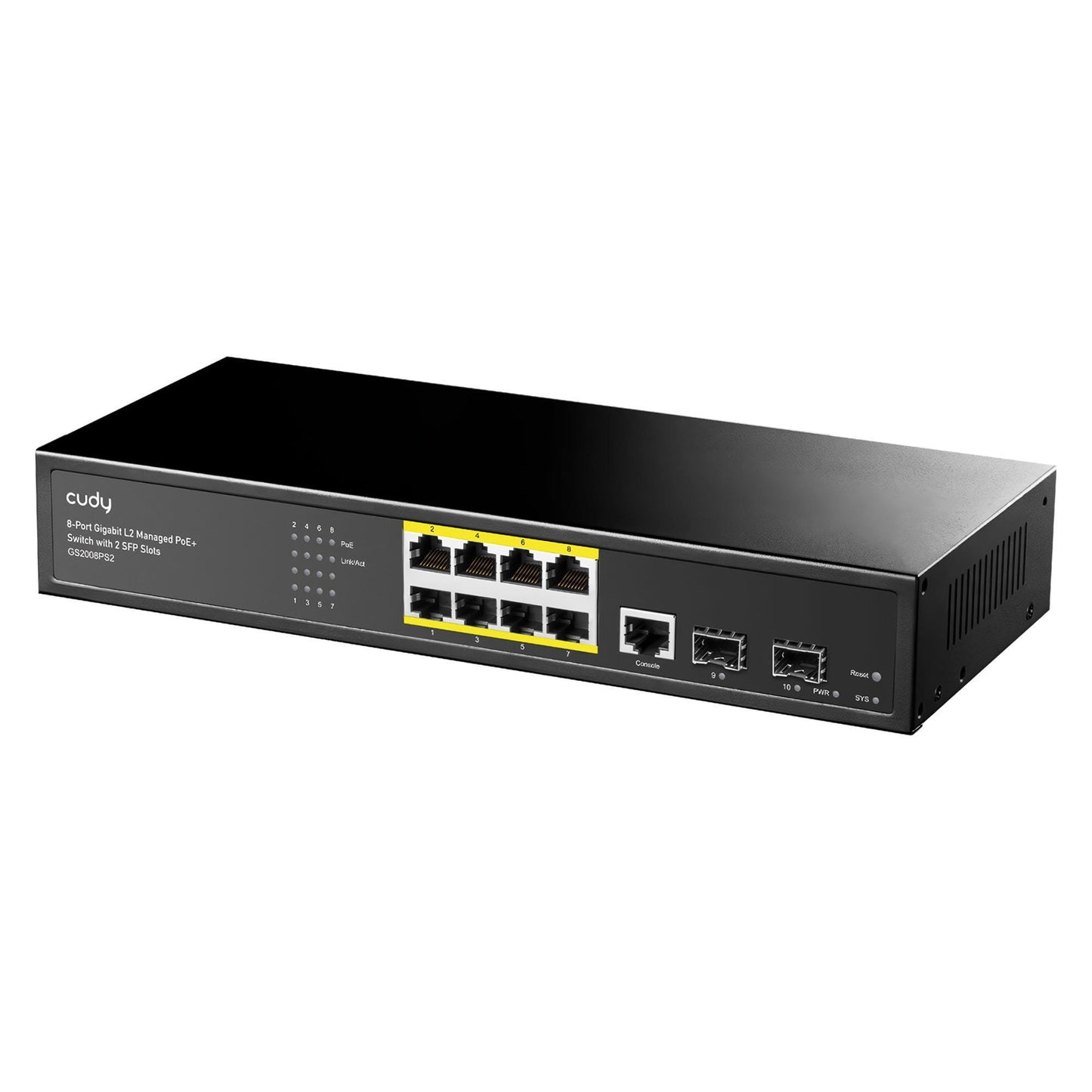 Cudy GS2008PS2 2Port Gigabit SFP, 1Consol, 2Gigabit Combo, 8 Port PoE L2 Yönetilebilir Gigabit Switch