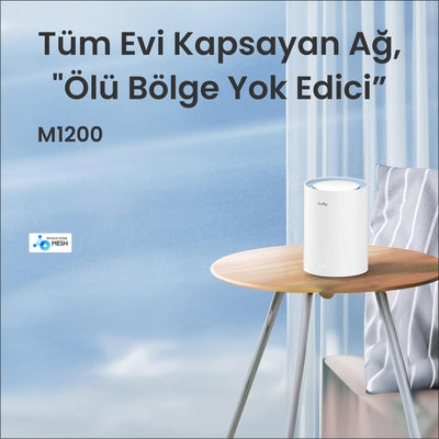 Cudy M1200 5GHz 867Mbps, 2.4GHz 300Mbps, 1 Port, 2XdBi anten, Wi-Fi Mesh Menzil Genişletici Router