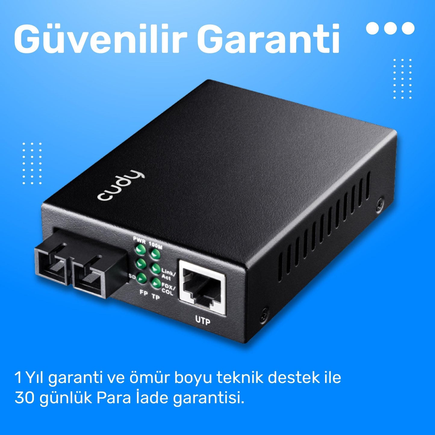 Cudy MC100GSA-20 Single Mode 20 Km Fiber Optik Gigabit Ethernet Medya Dönüştürücü Metal Switch
