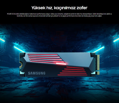SAMSUNG MZ-V9P1T0CW 990 PRO M.2 1TB (7450/6900MB/s) PCIe + NVMe (V-NAND 3bit MLC) SSD Disk (22x80mm) Gaming Soğutuculu