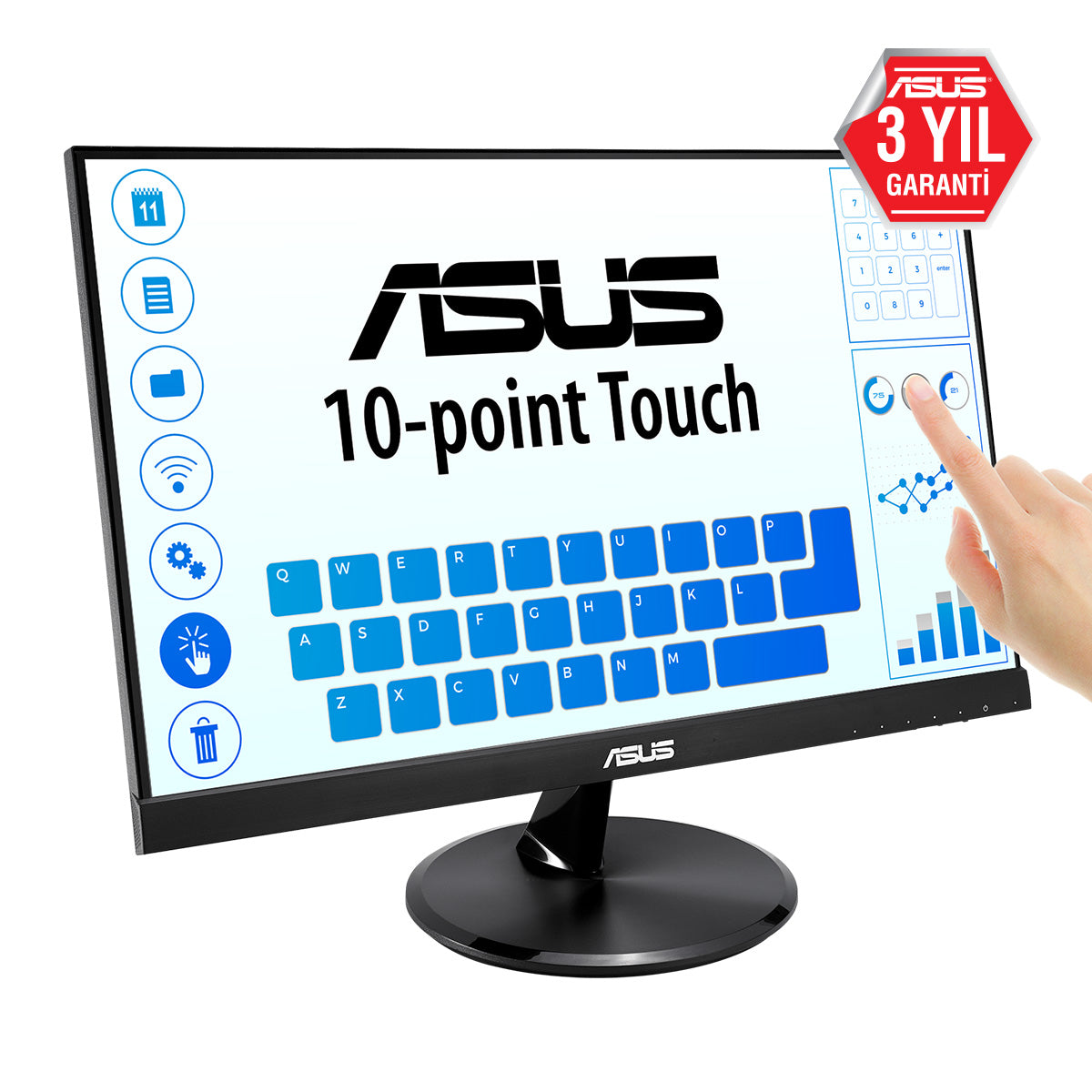 ASUS VT229H 21.5" Dokunmatik 5ms 60Hz 1920x1080 FullHD VGA HDMI Multimedya (Vesa) 10 Parmak Siyah Monitör