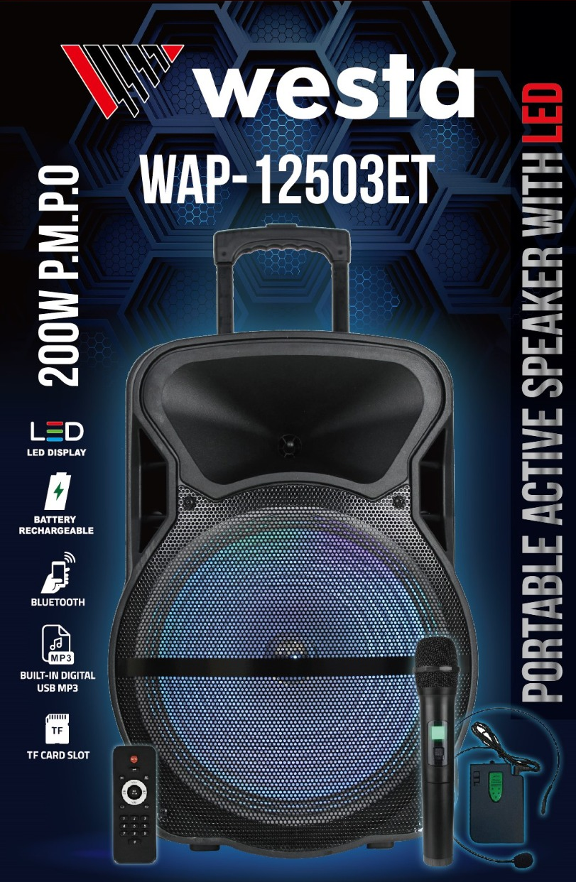 WESTA WAP-12503ET 12" Aktif Portatif Ses Sistemi