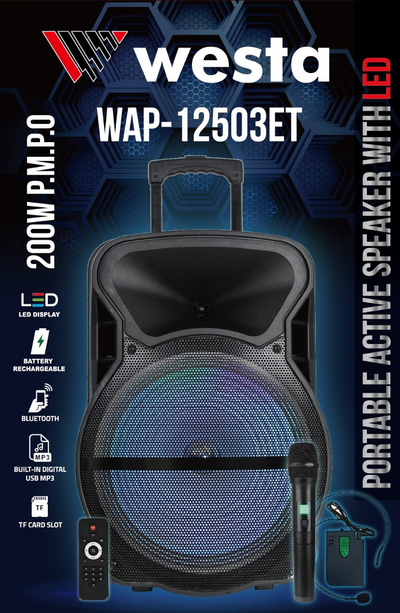 WESTA WAP-12503ET 12" Aktif Portatif Ses Sistemi