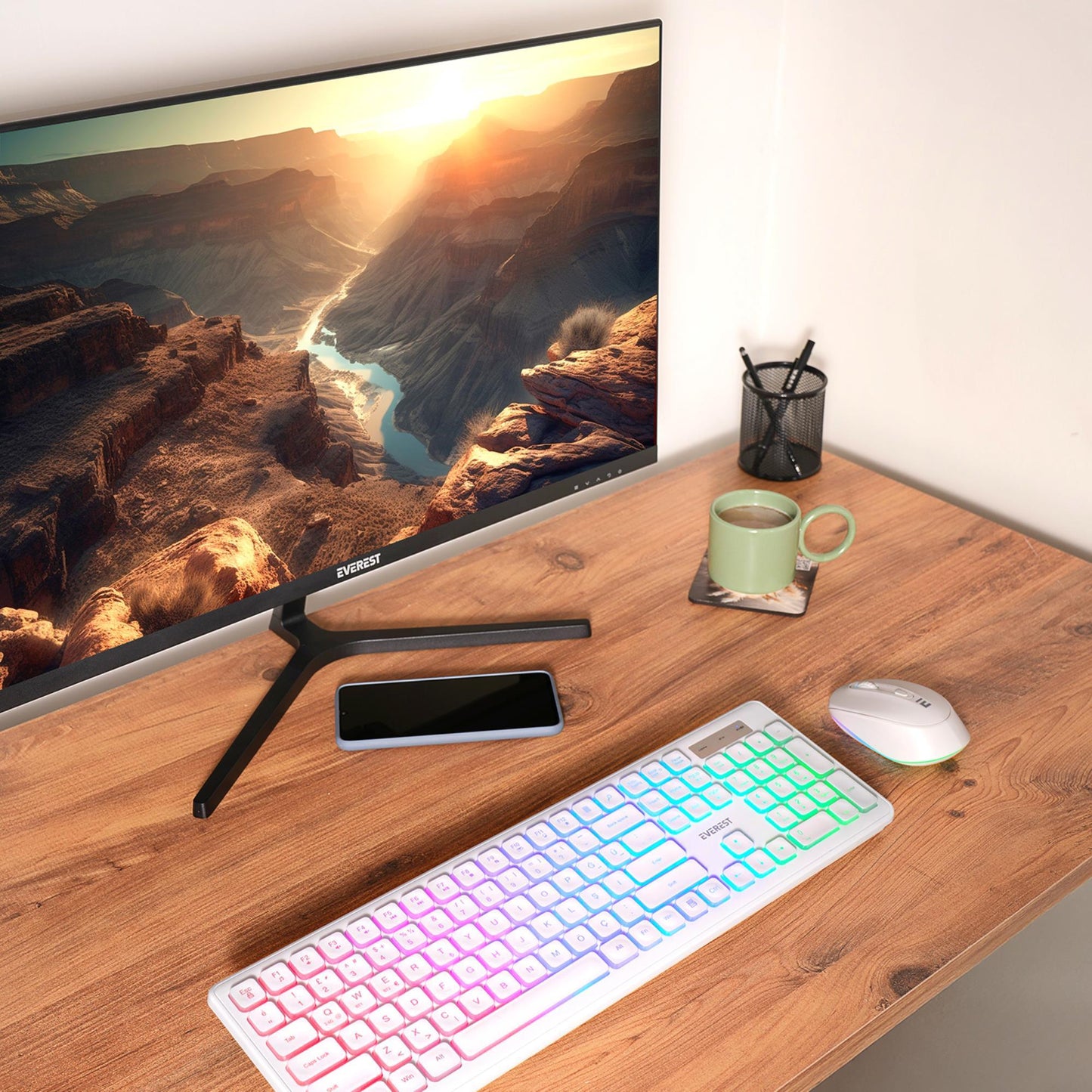 Everest KM-319BT Q Türkçe RGB Kablosuz Oyuncu Klavye Mouse Seti