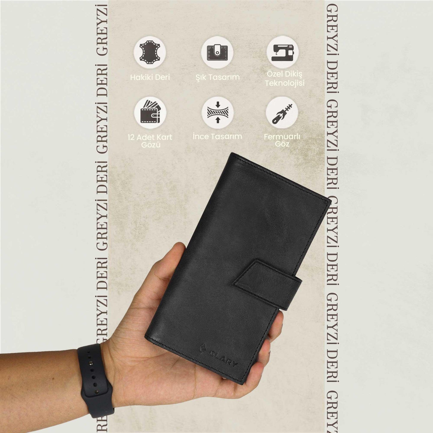 Glary GL102 Telefon Bölmeli 1.Sınıf Kalite Hakiki Deri(Genuine Leather) Portmone Unisex Cüzdan