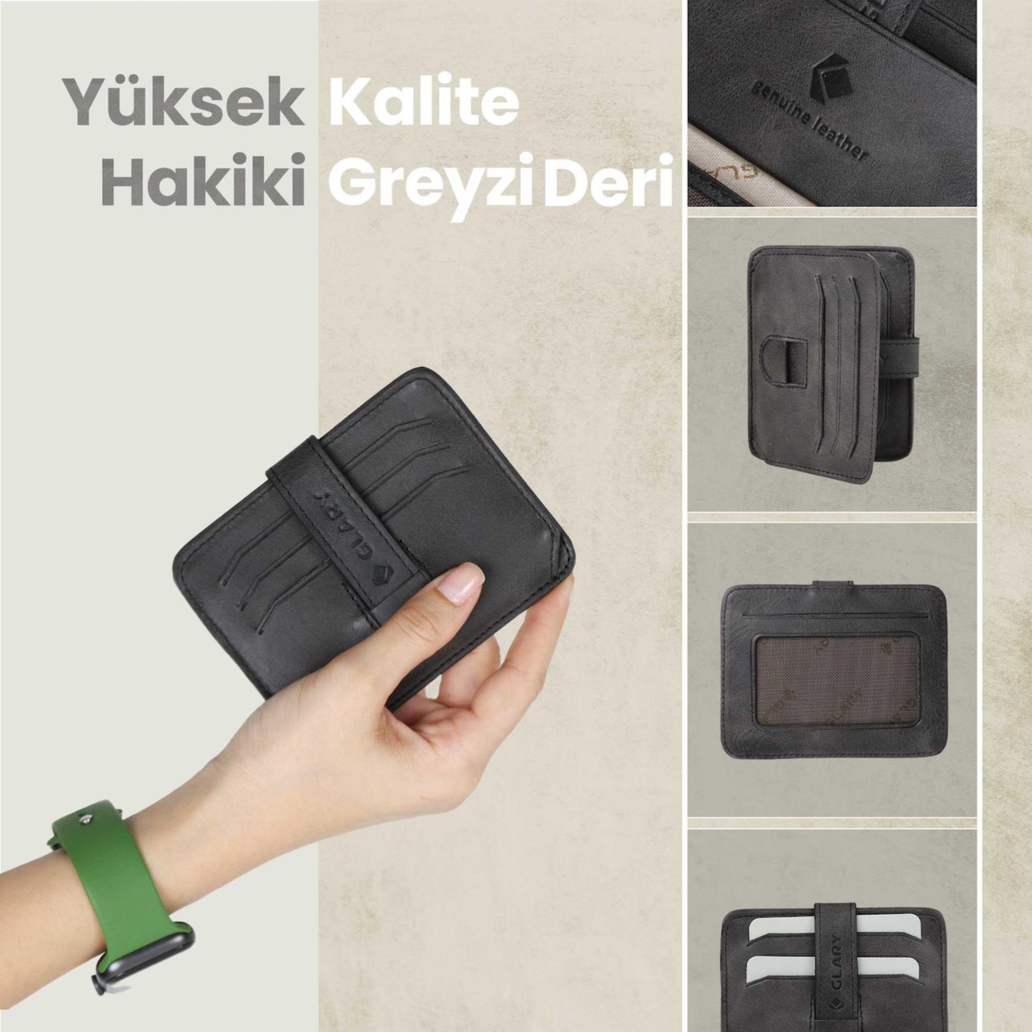 Glary GL400 1.Sınıf Kalite Hakiki Deri (Genuine Leather) Portmone Unisex Deri Kartlık Cüzdan