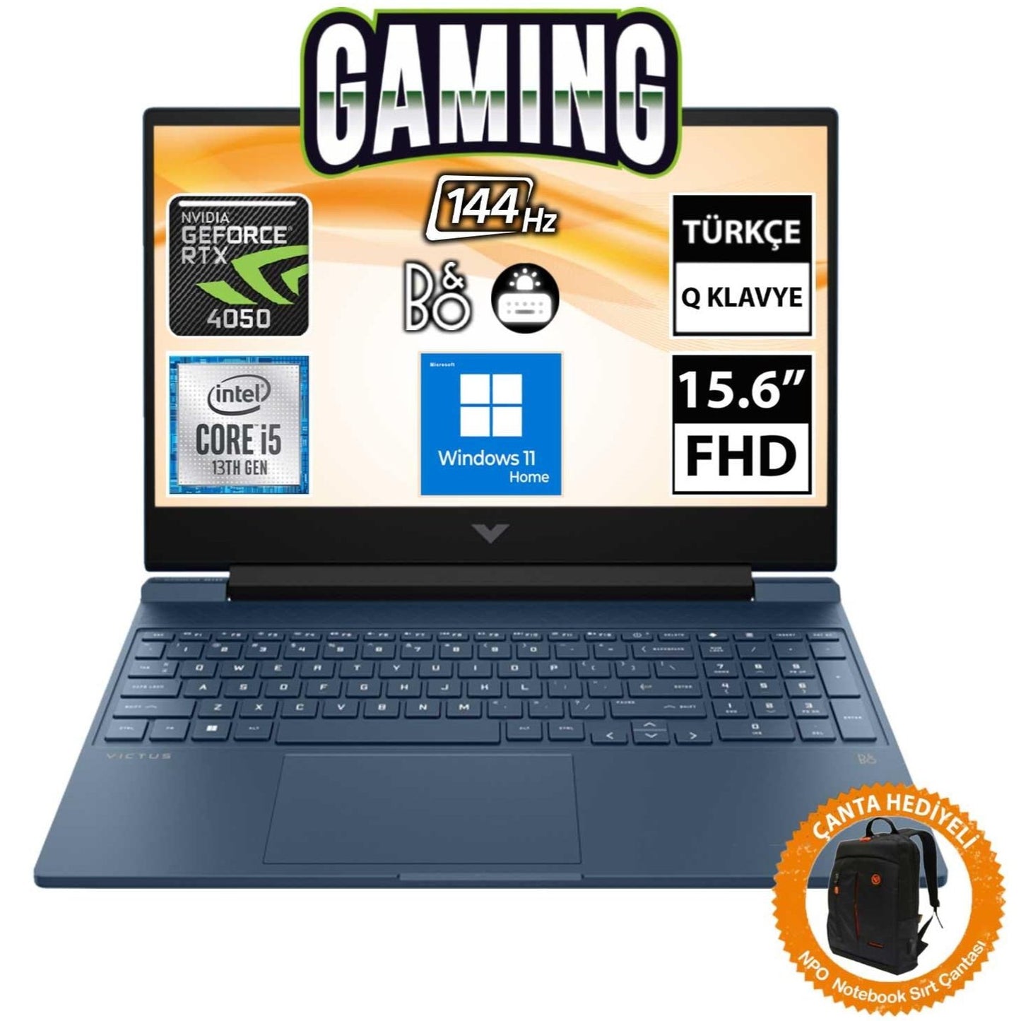 HP Victus 15-FA1042NT 7P8M3EA i5-13500H RTX4050 15.6" FullHD Dizüstü Bilgisayar