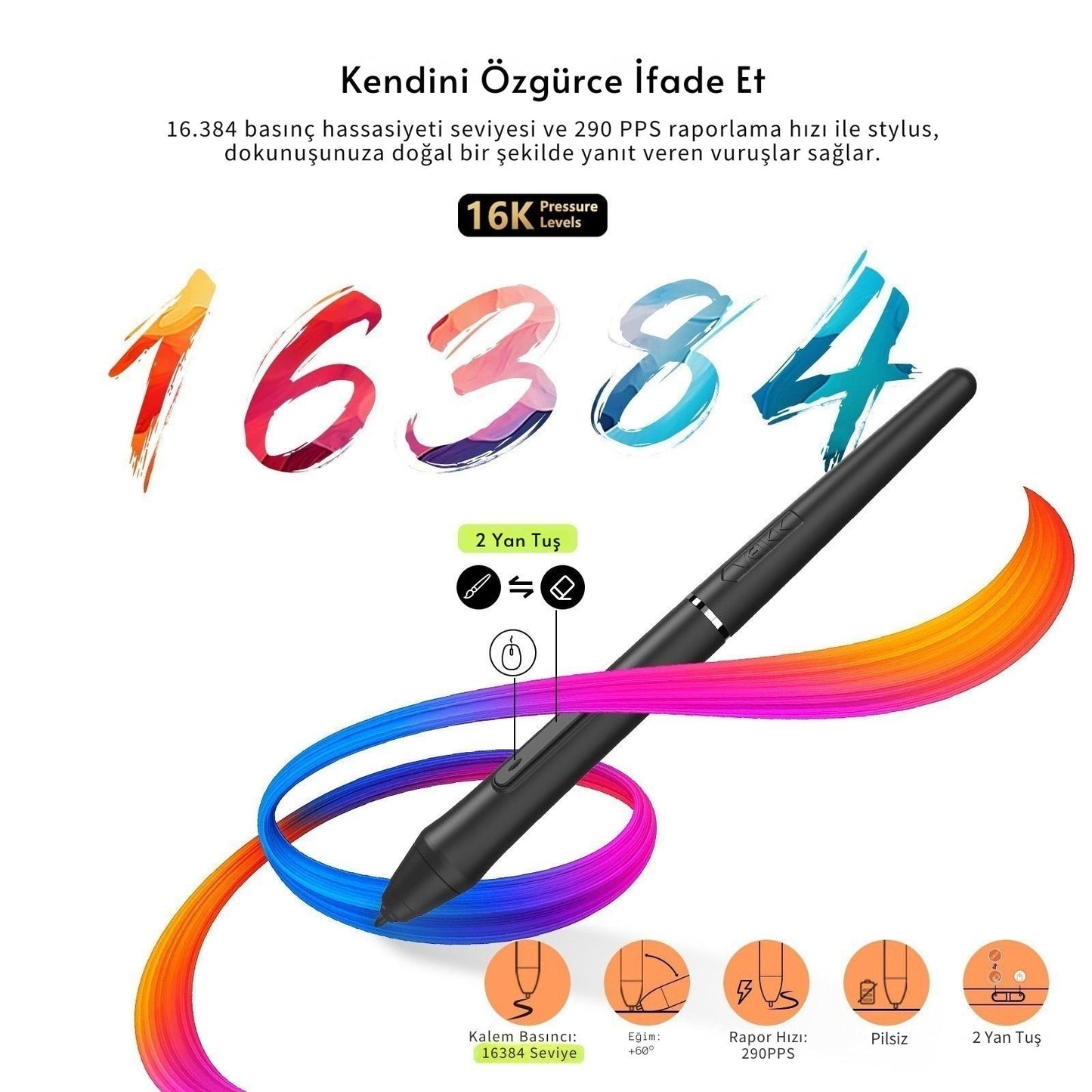 Veikk VK1200V2 16384 Levels 11.6" IPS HD Grafik Tablet + Kalem