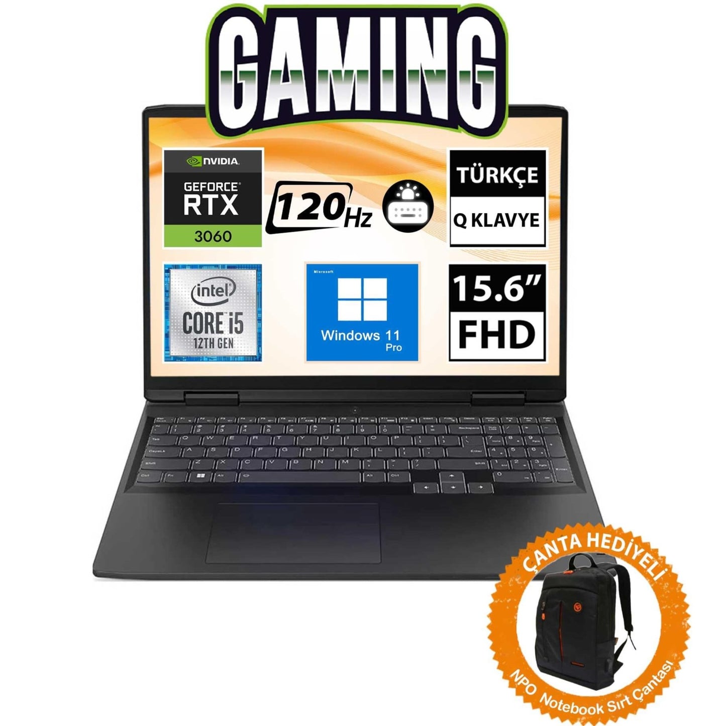 Lenovo IdeaPad Gaming 3 82S9016PTX i5-12450H RTX3060 15.6" FullHD Dizüstü Bilgisayar