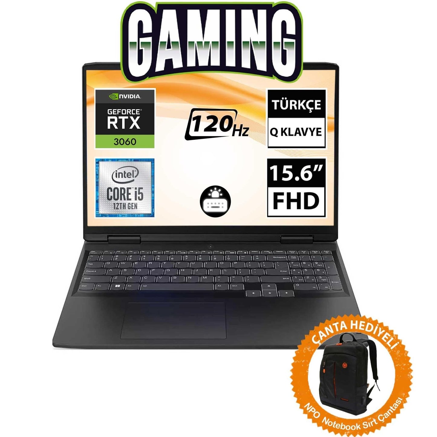 Lenovo IdeaPad Gaming 3 82S9016PTX i5-12450H RTX3060 15.6" FullHD Dizüstü Bilgisayar