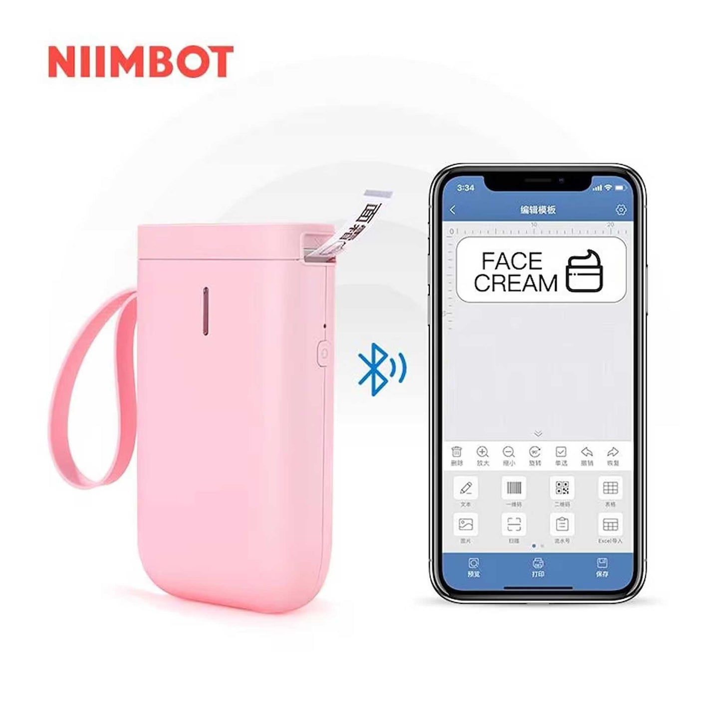 NIIMBOT D11 Bluetooth Taşınabilir Pembe Termal Etiket Yazıcı