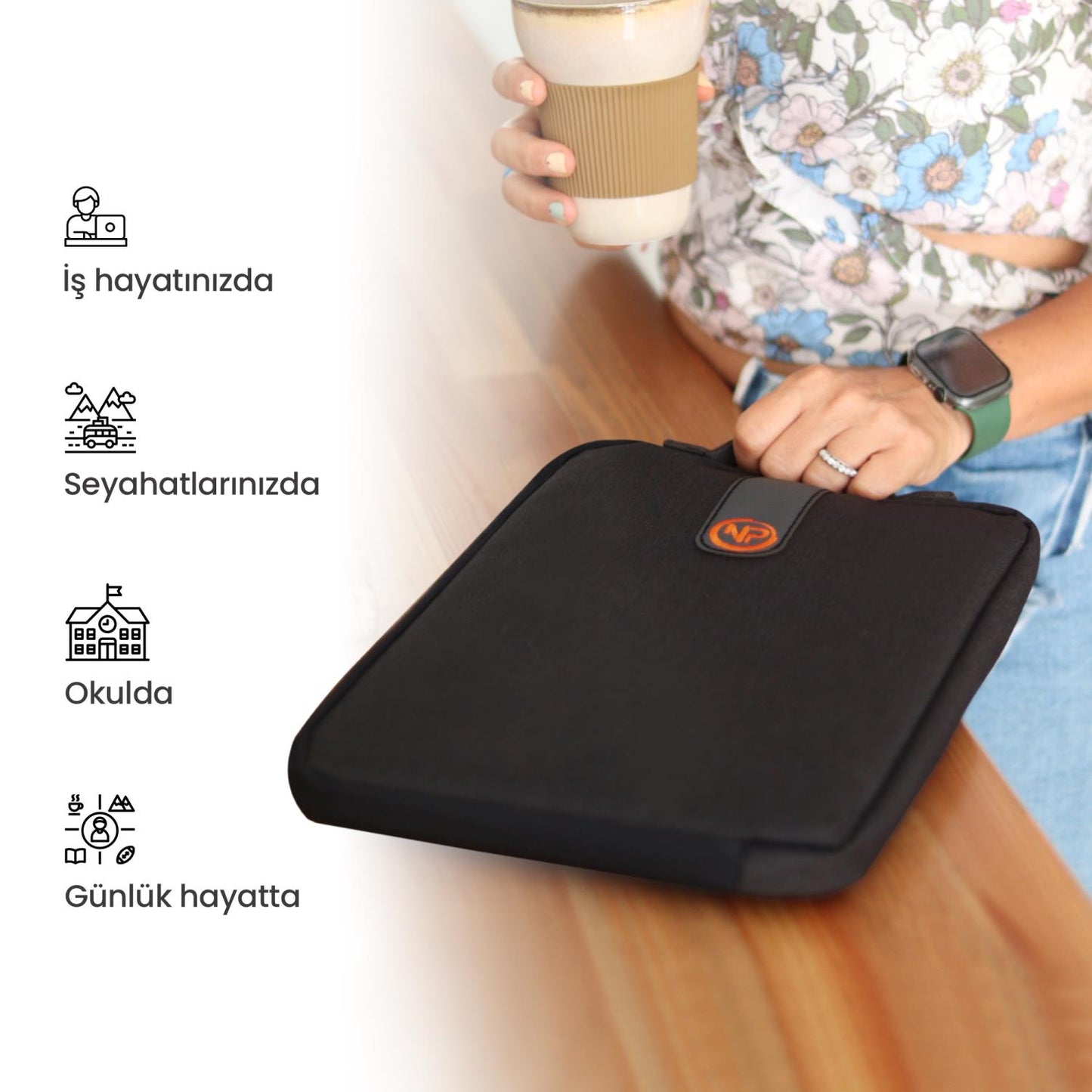NPO Ace 13" Macbook, Apple Ipad Uyumlu,Ultra Korumalı Notebook & Tablet Kılıfı/Çantası-Siyah