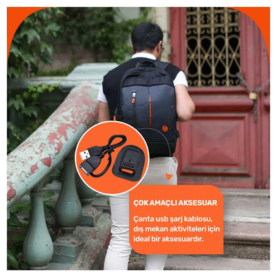 NPO CKA Sırt Çantası Valiz Organizer USB Erkek/Dişi Çanta Şarj Kablosu ve Soketi