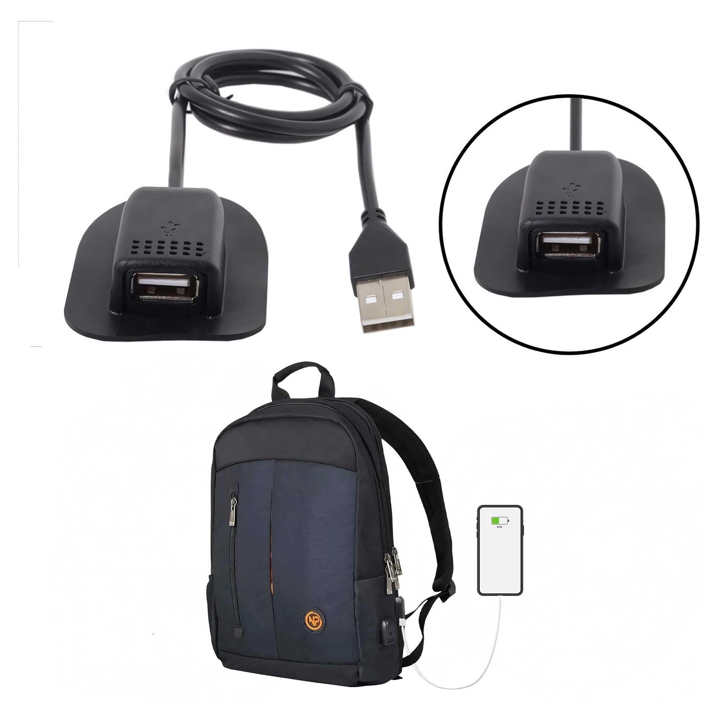 NPO CKA Sırt Çantası Valiz Organizer USB Erkek/Dişi Çanta Şarj Kablosu ve Soketi