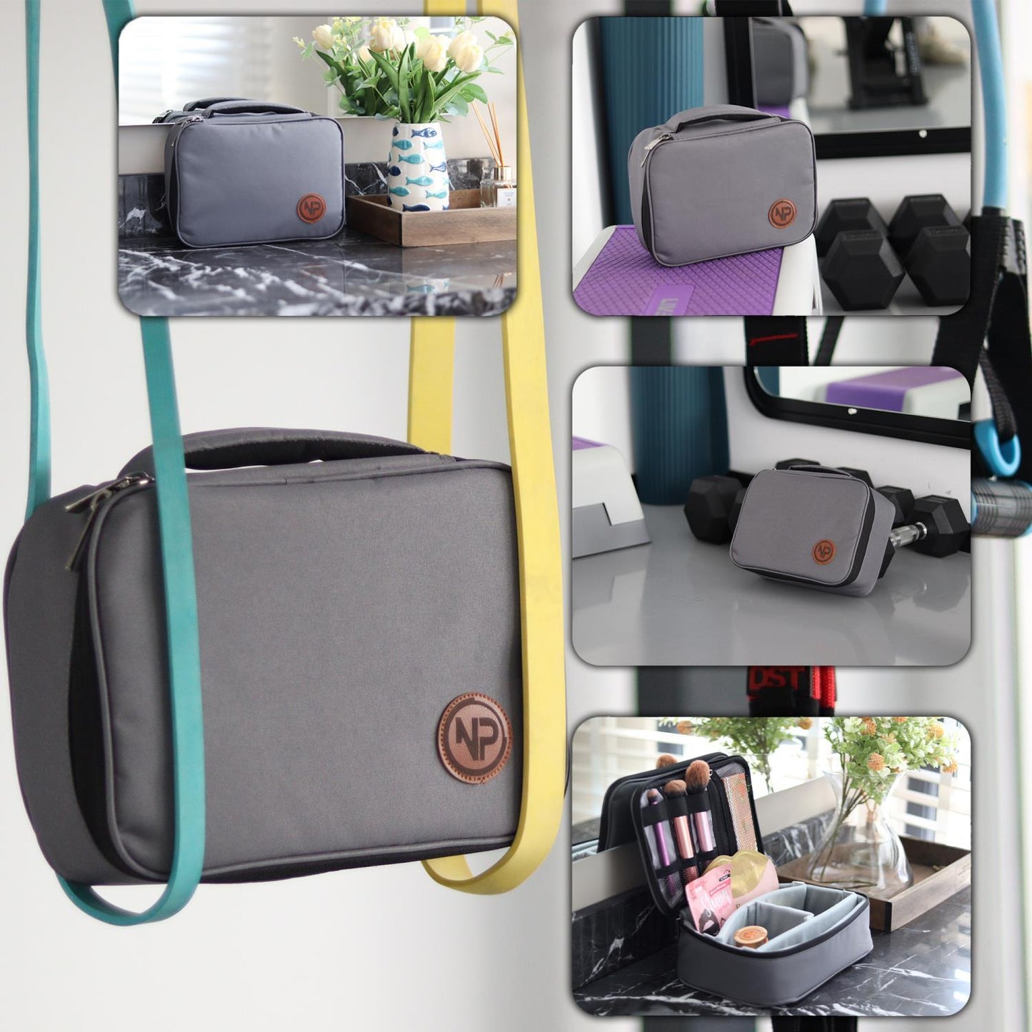 NPO Comfy Kablo, Makyaj, Lens, Mini Drone ve Aksesuar için Ayarlanabilir Çok Amaçlı Çanta-Gri